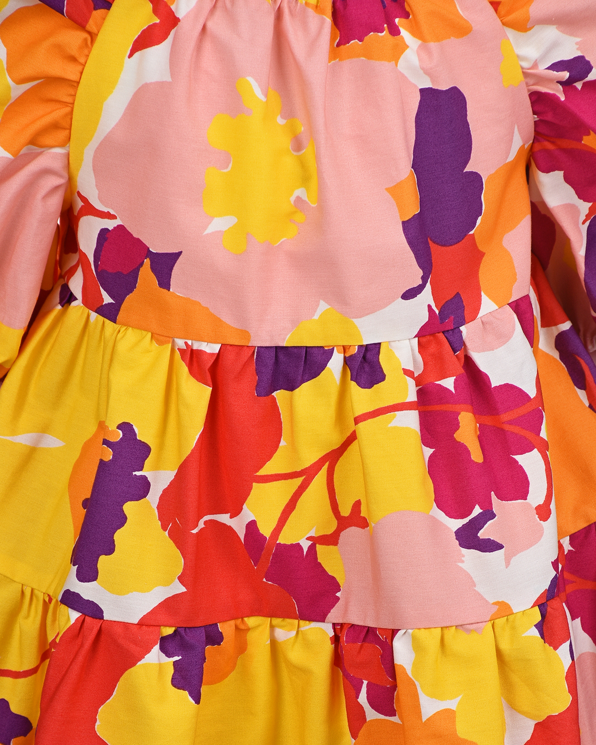 Хлопковое платье с цветочным принтом IL Gufo детское, размер 104 - фото 5