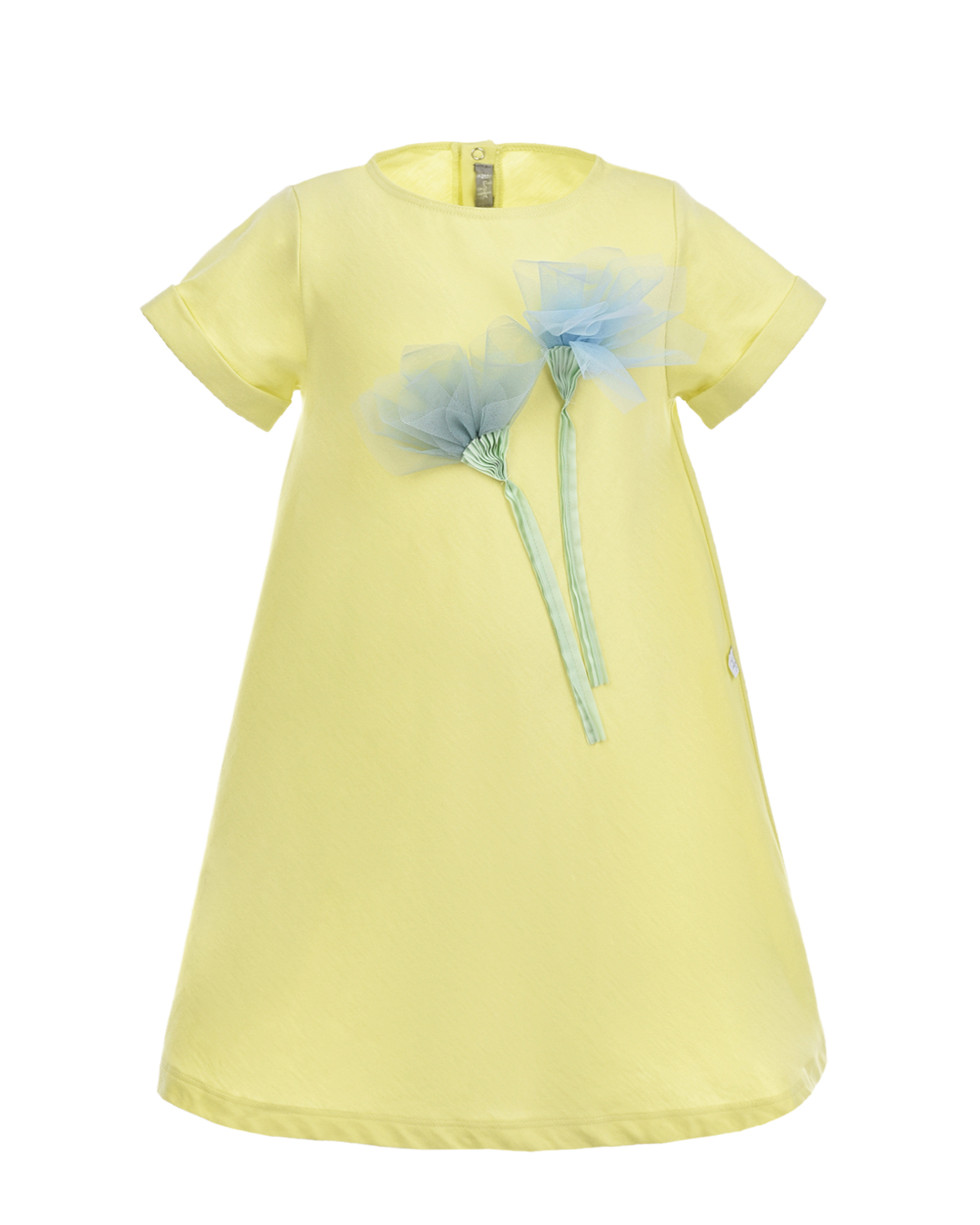 Желтое платье с аппликацией "цветы" IL Gufo детское, размер 98 - фото 1