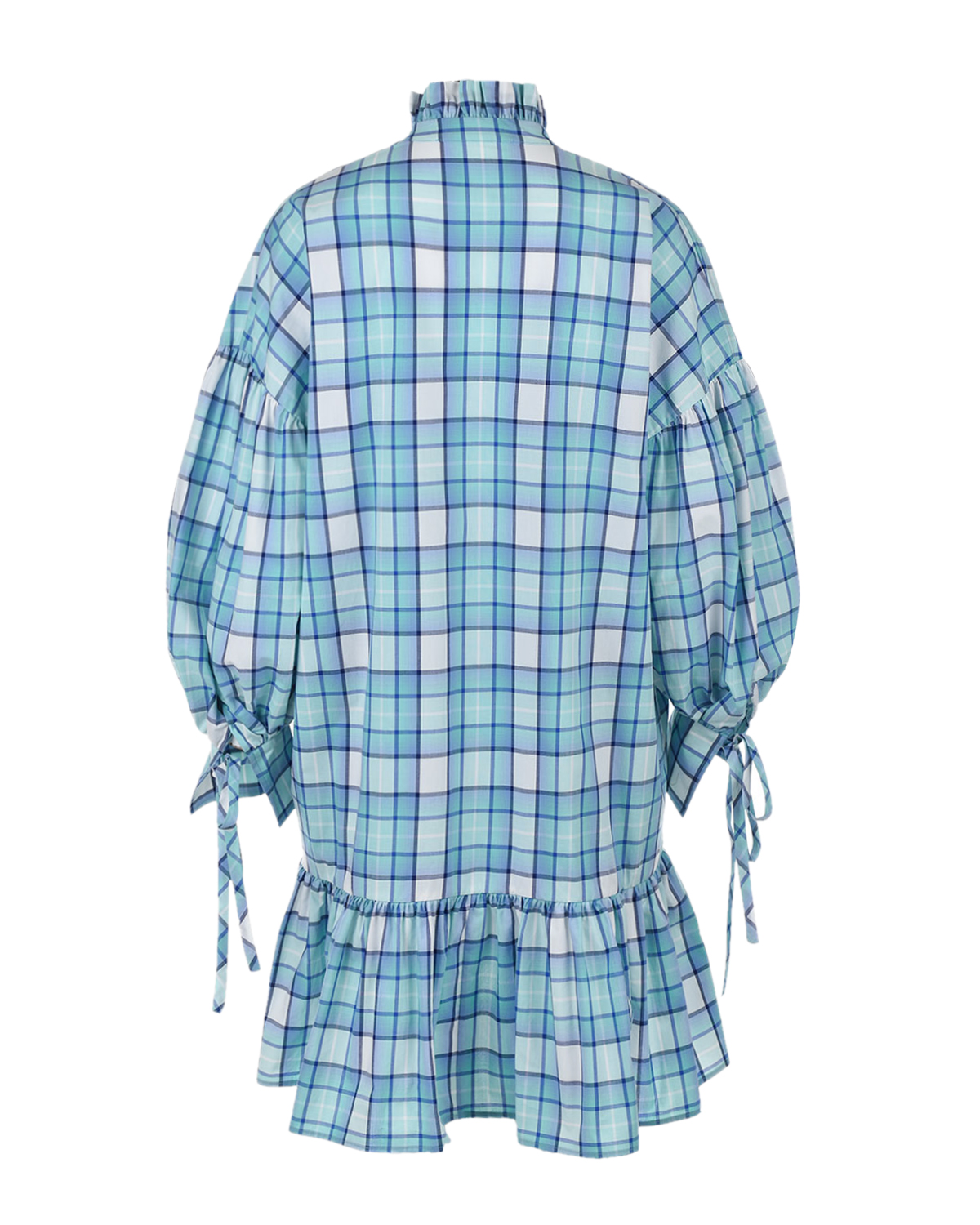 Платье-рубашка с принтом в клетку MSGM, размер 38, цвет голубой - фото 6