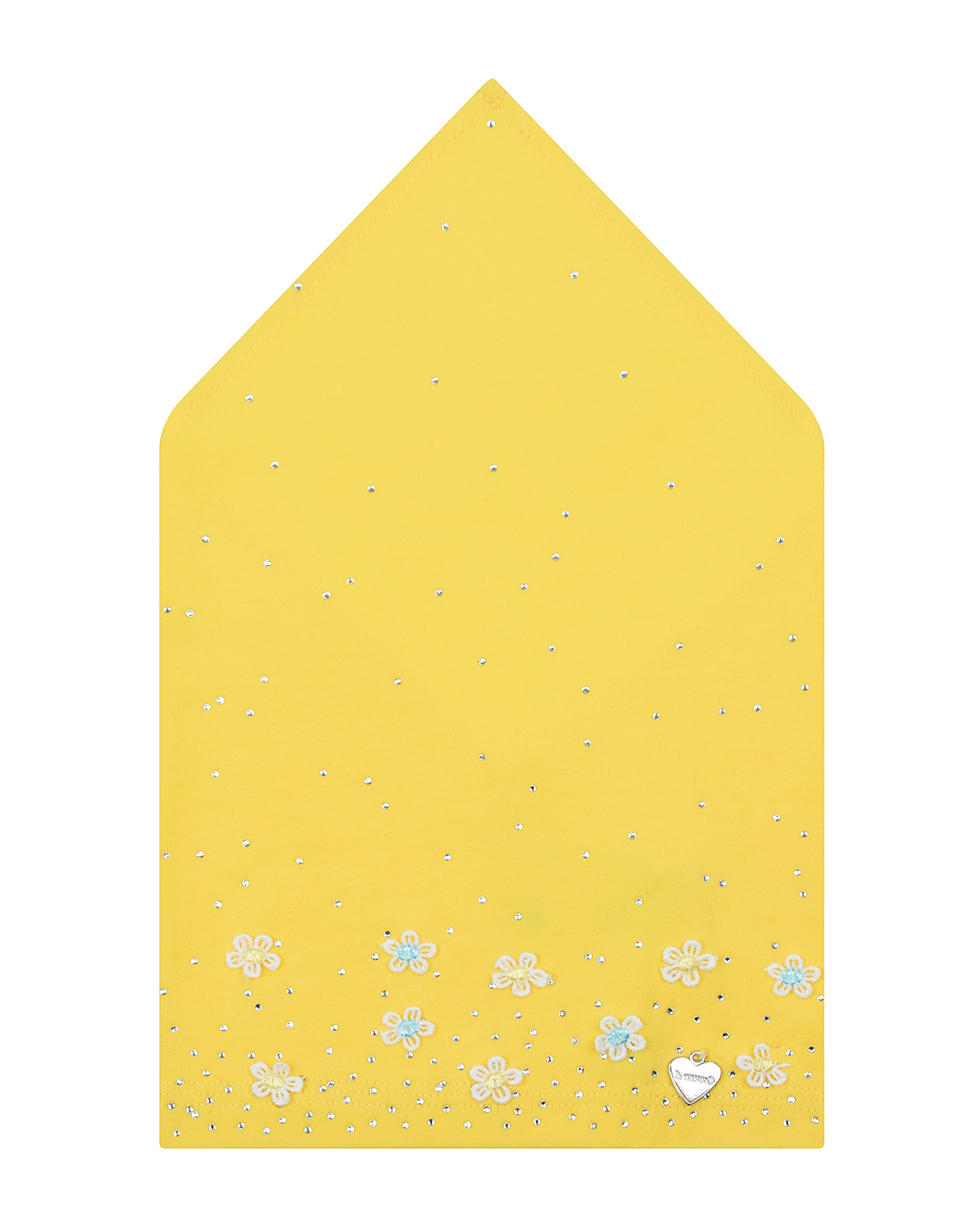 Желтая косынка с цветами и стразами Il Trenino
