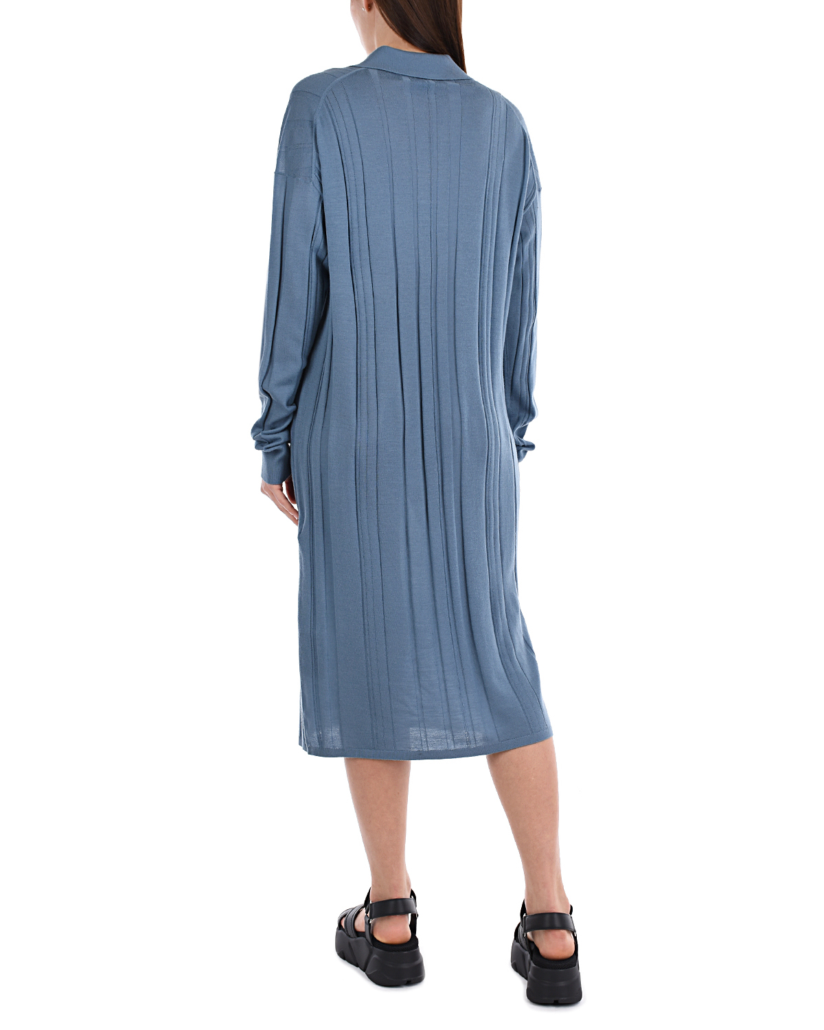 Голубое платье из шерстяного трикотажа Joseph, размер 40, цвет голубой - фото 4