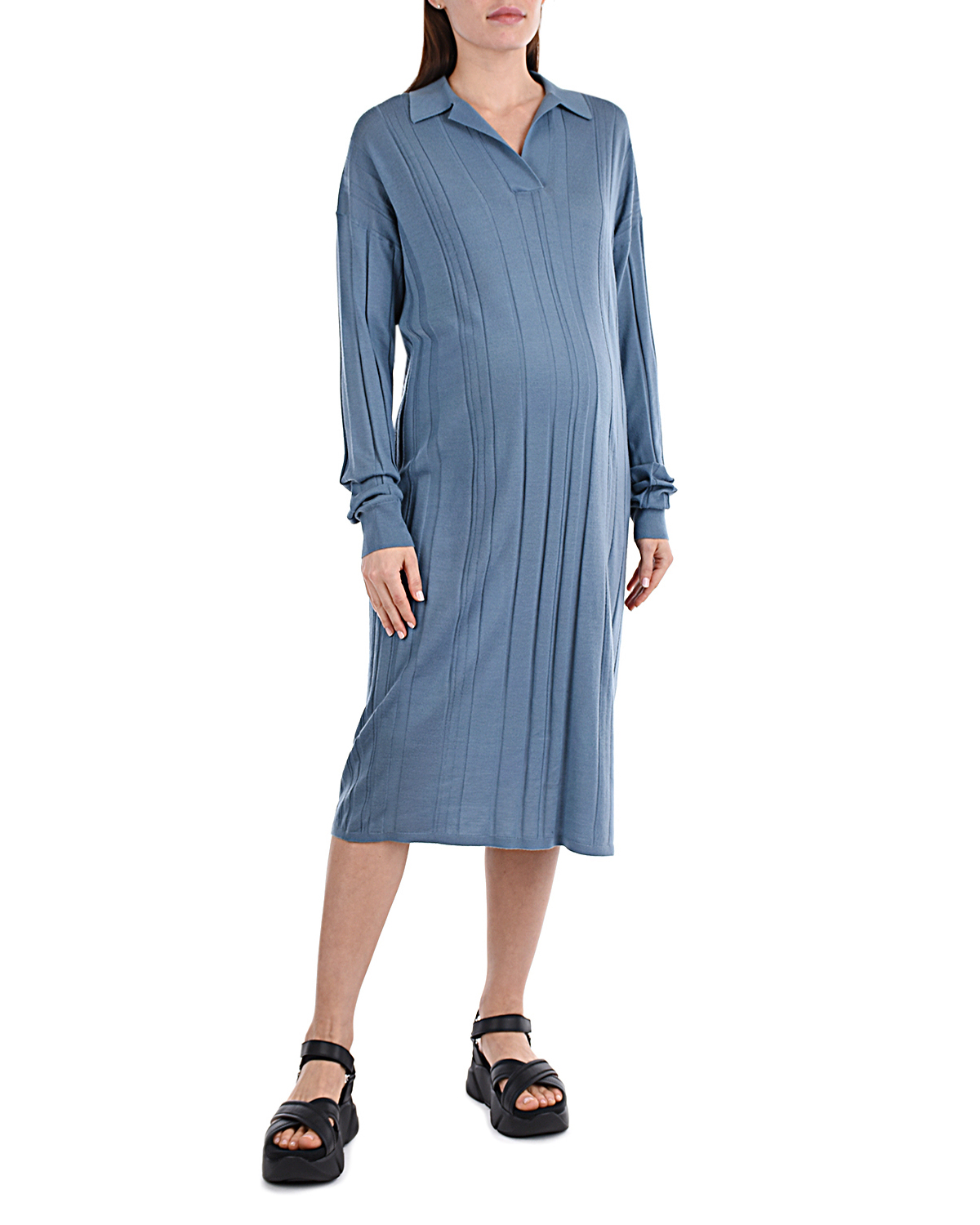 Голубое платье из шерстяного трикотажа Joseph, размер 40, цвет голубой - фото 5