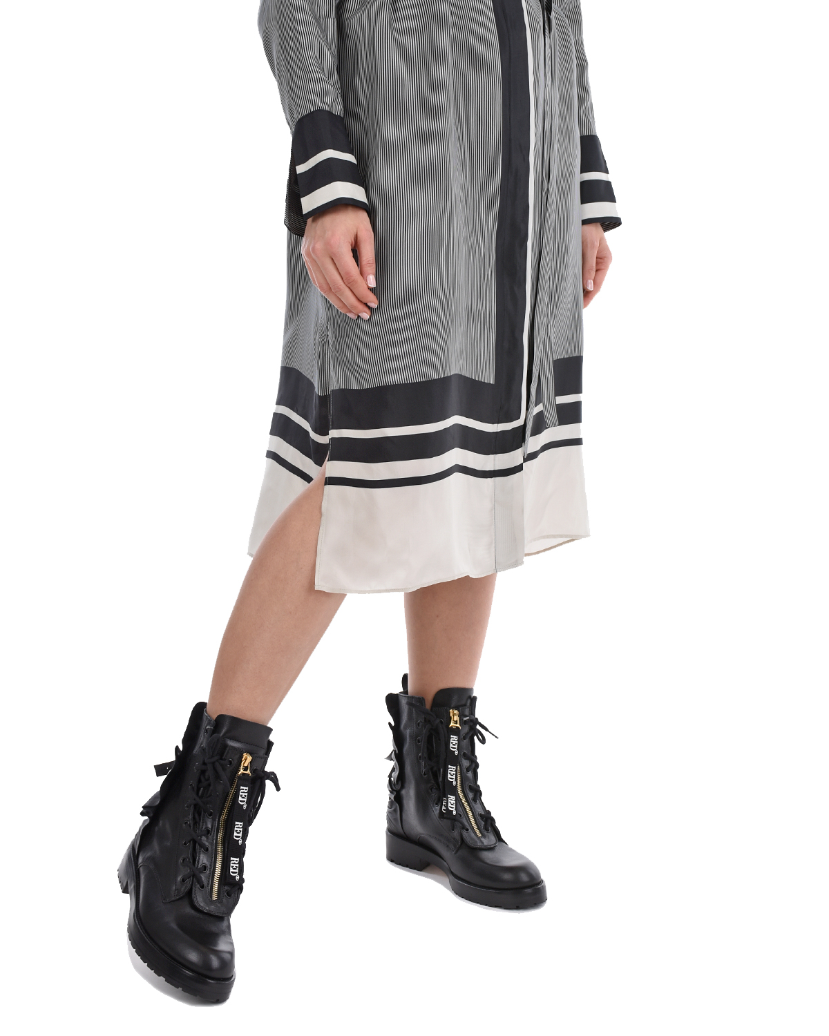 Серое платье в тонкую полоску Joseph, размер 38, цвет мультиколор - фото 9