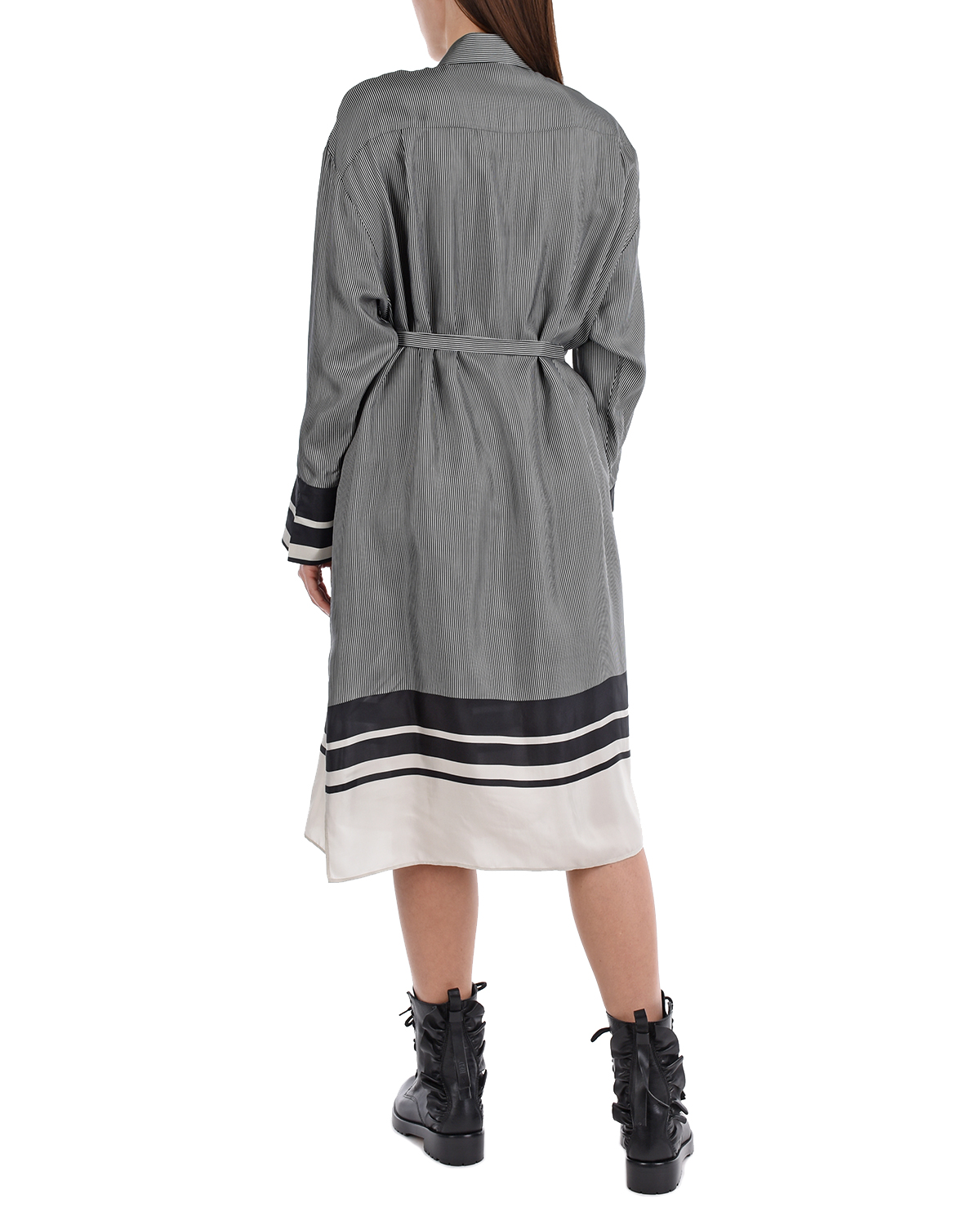 Серое платье в тонкую полоску Joseph, размер 38, цвет мультиколор - фото 4