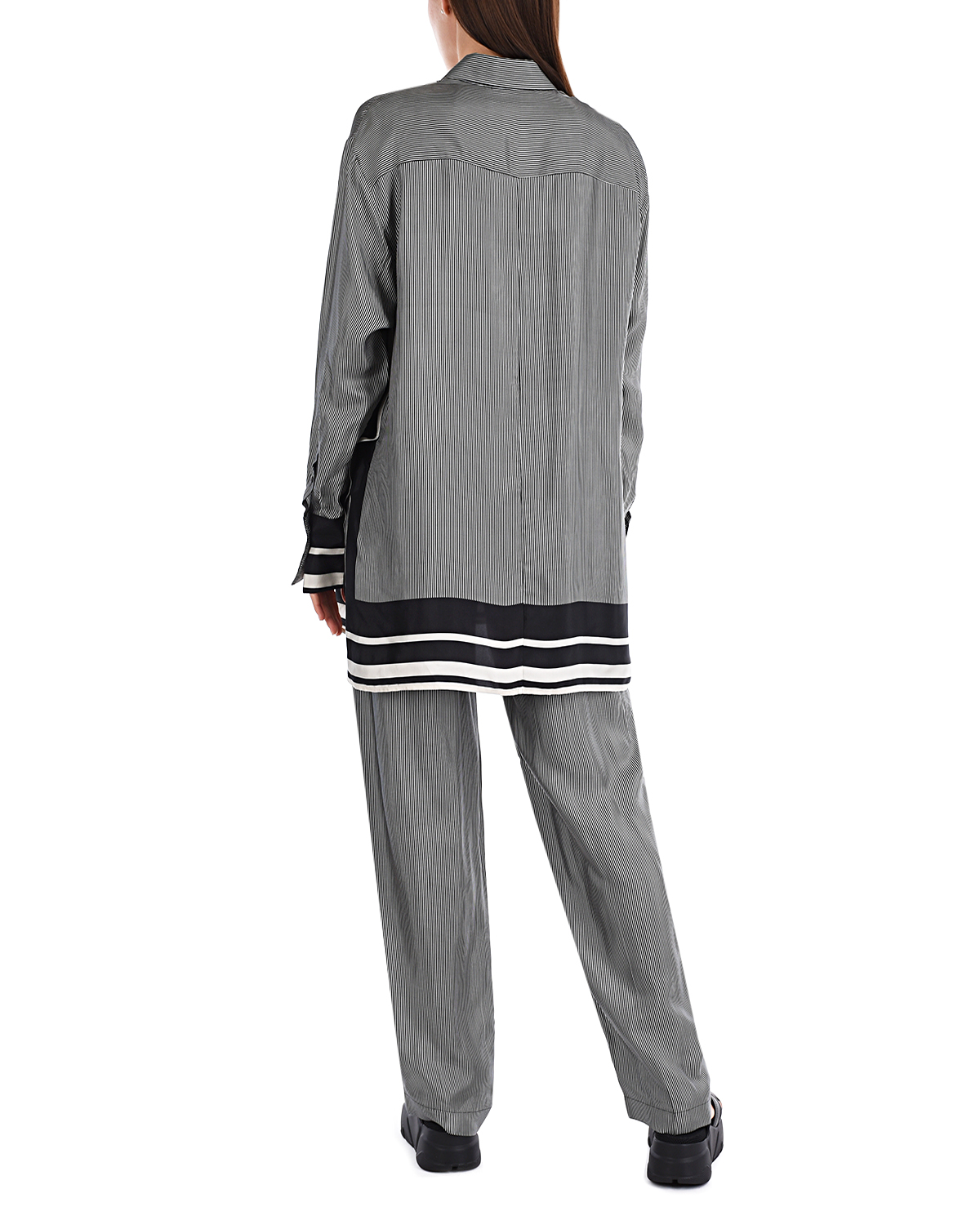 Серые брюки в тонкую полоску Joseph, размер 40, цвет мультиколор - фото 4