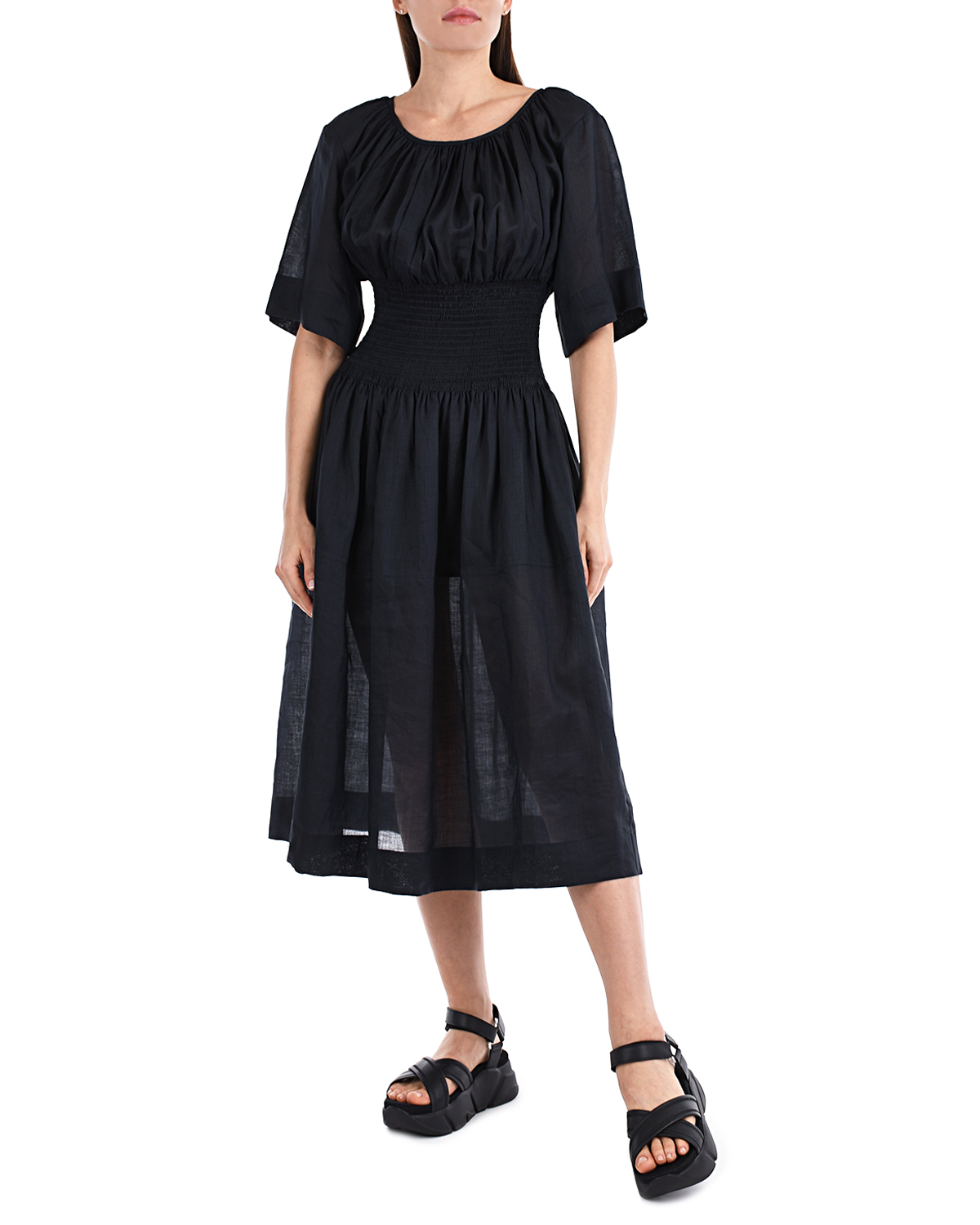 Черное приталенное платье Joseph, размер 40, цвет черный - фото 3
