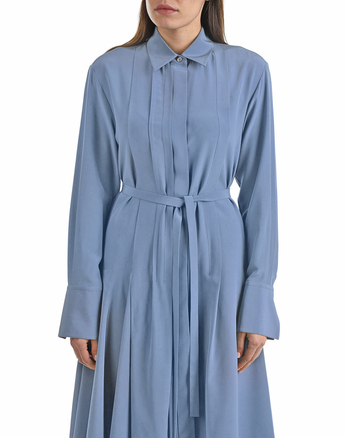 Голубое шелковое платье с поясом Joseph, размер 40, цвет голубой - фото 9