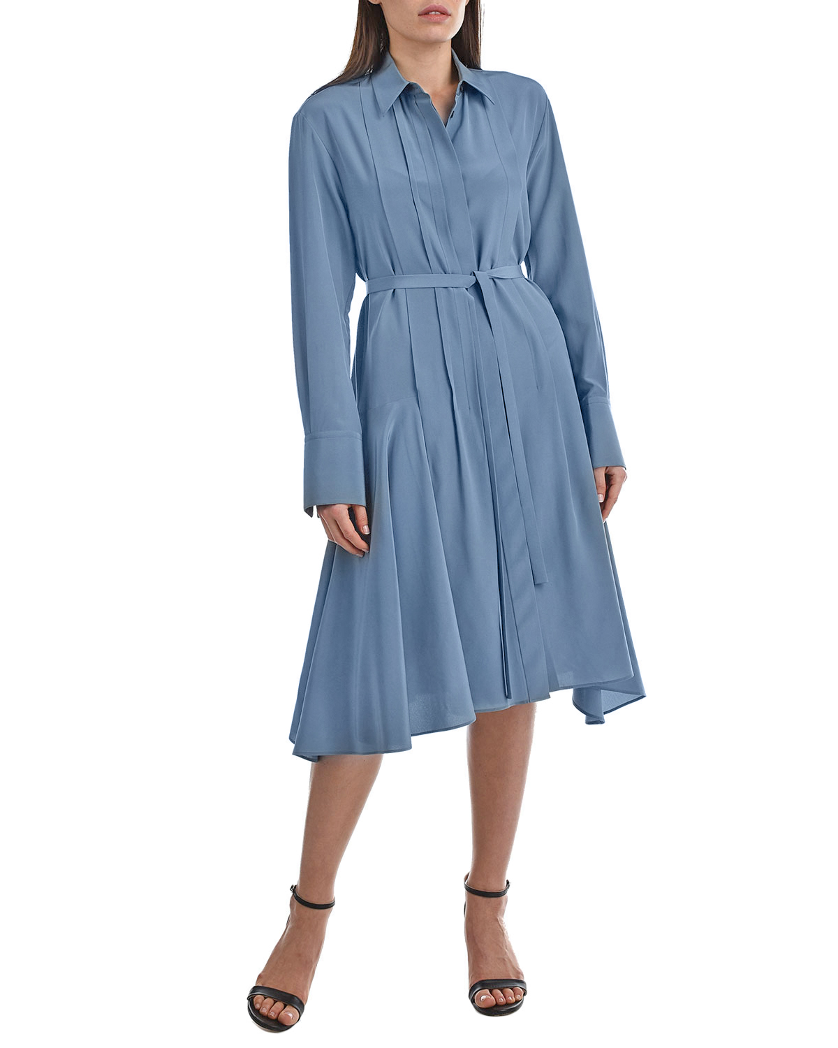 Голубое шелковое платье с поясом Joseph, размер 40, цвет голубой - фото 3