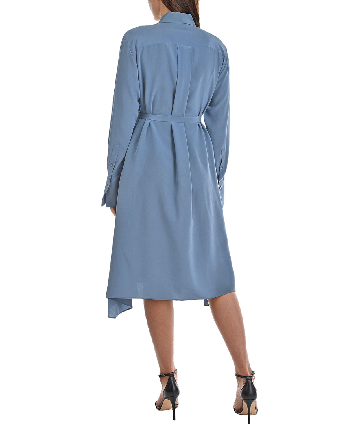 Голубое шелковое платье с поясом Joseph, размер 40, цвет голубой - фото 4