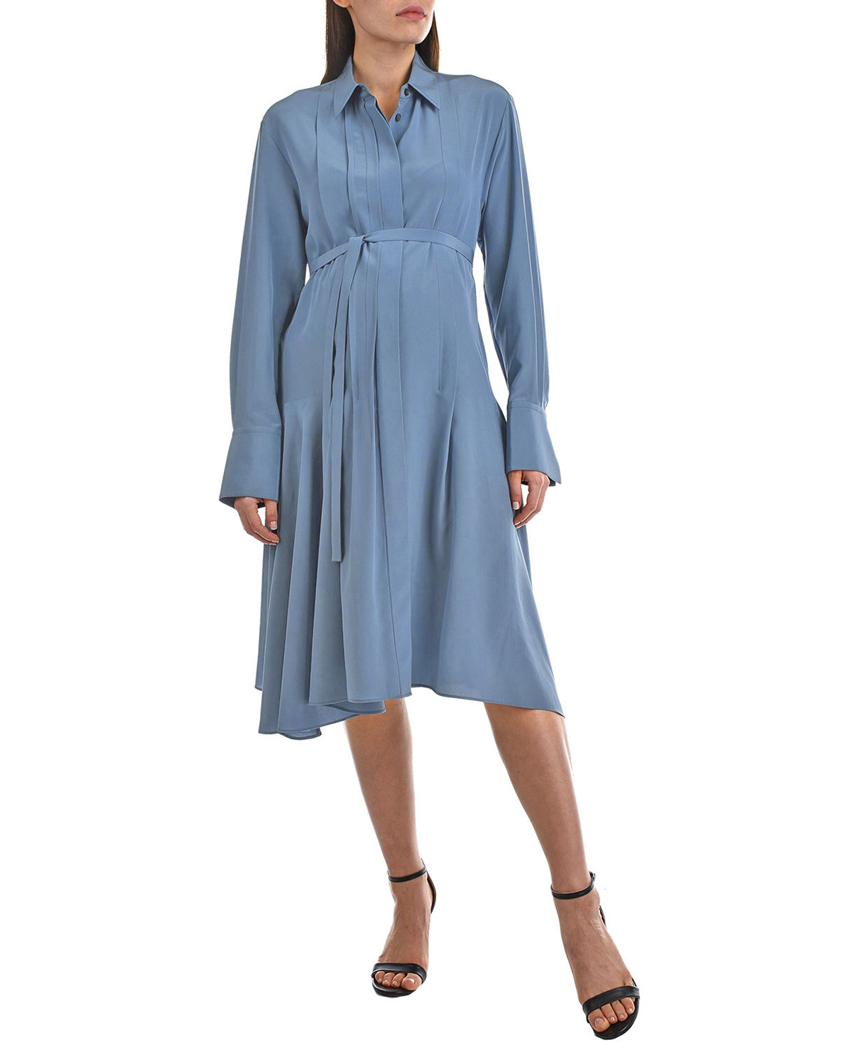 Голубое шелковое платье с поясом Joseph, размер 40, цвет голубой - фото 5