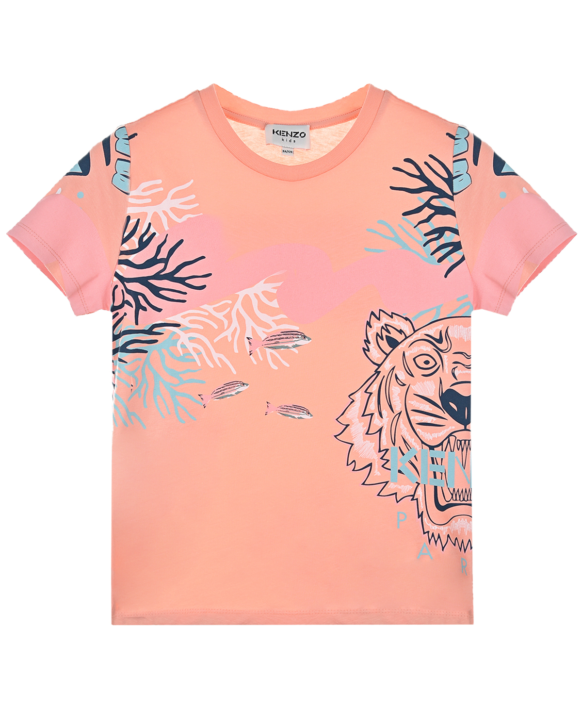 Оранжевая футболка с принтом "кораллы и рыбы" KENZO