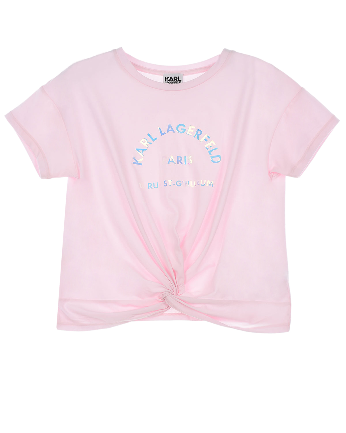Розовая футболка с глянцевым принтом Karl Lagerfeld kids