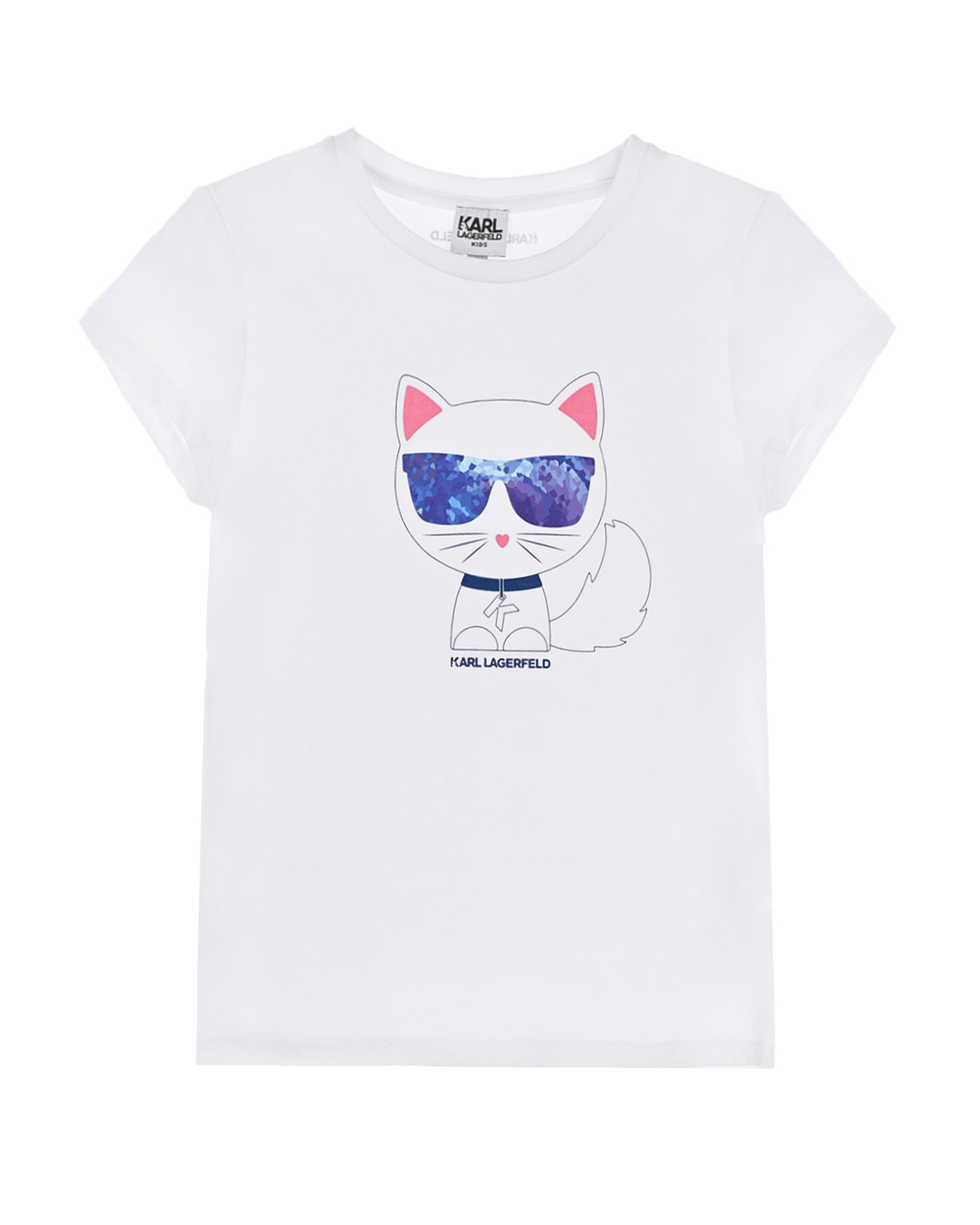 Белая футболка с принтом "Choupette в очках" Karl Lagerfeld kids