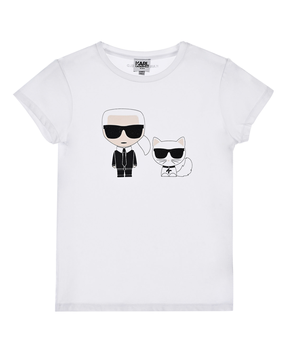 Белая футболка с принтом "Karl and Choupette" Karl Lagerfeld kids