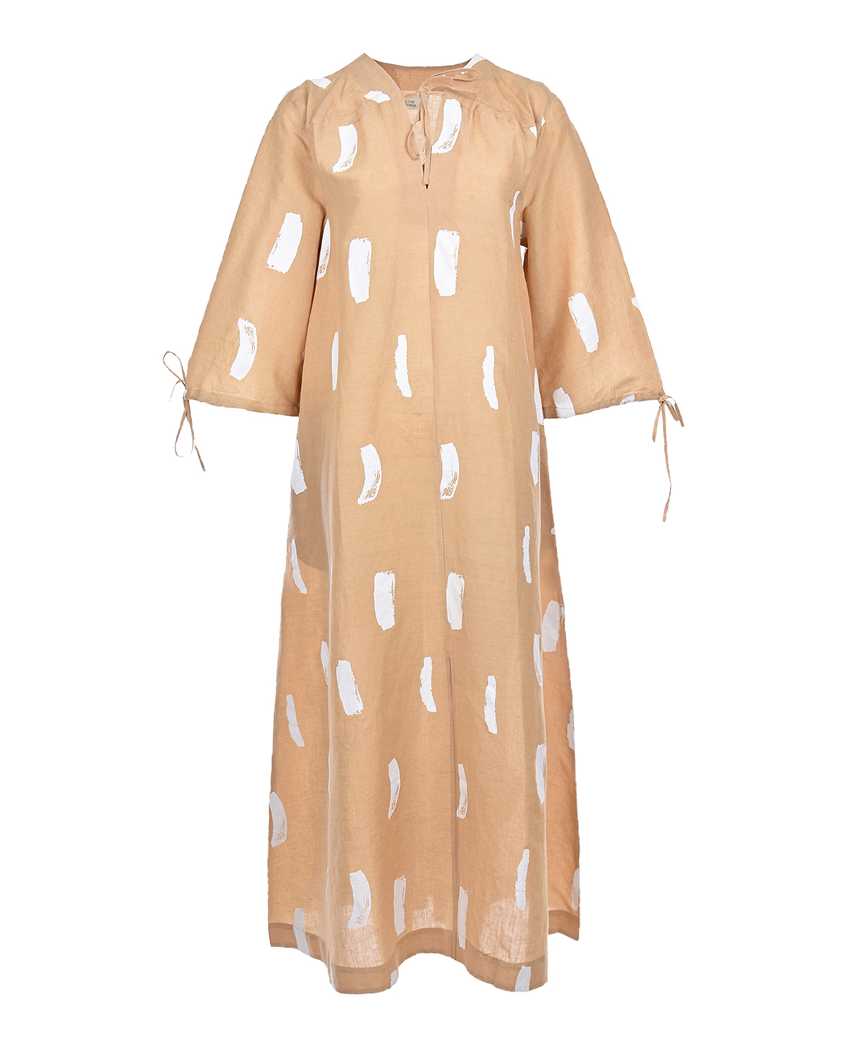 Бежевое платье с абстрактным принтом LOVE BIRDS, размер 40, цвет бежевый - фото 1