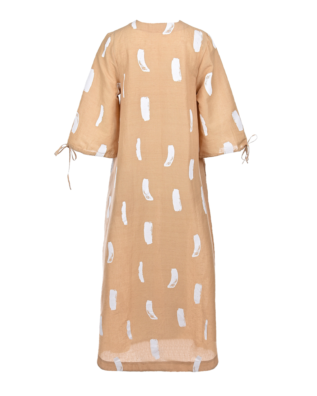 Бежевое платье с абстрактным принтом LOVE BIRDS, размер 40, цвет бежевый - фото 5