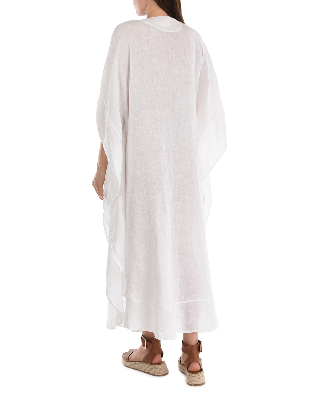 Белое платье с вышивкой пайетками 120% Lino, размер 40, цвет белый - фото 4