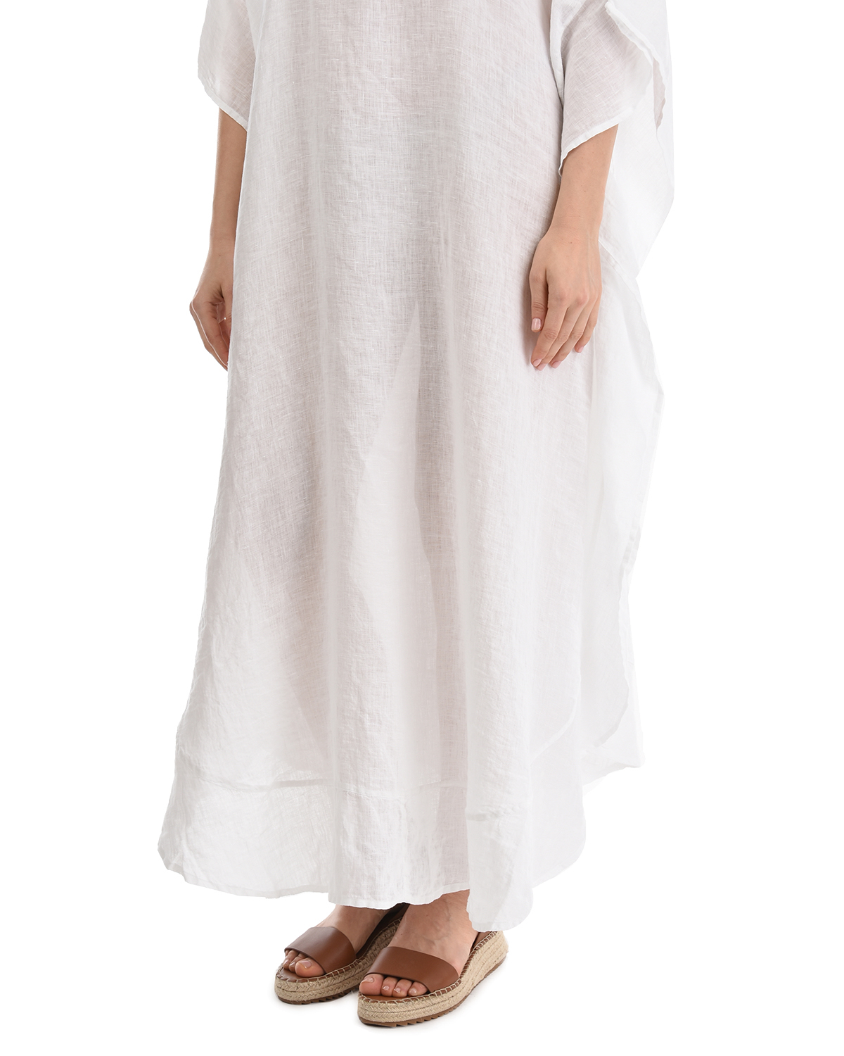 Белое платье с вышивкой пайетками 120% Lino, размер 40, цвет белый - фото 7