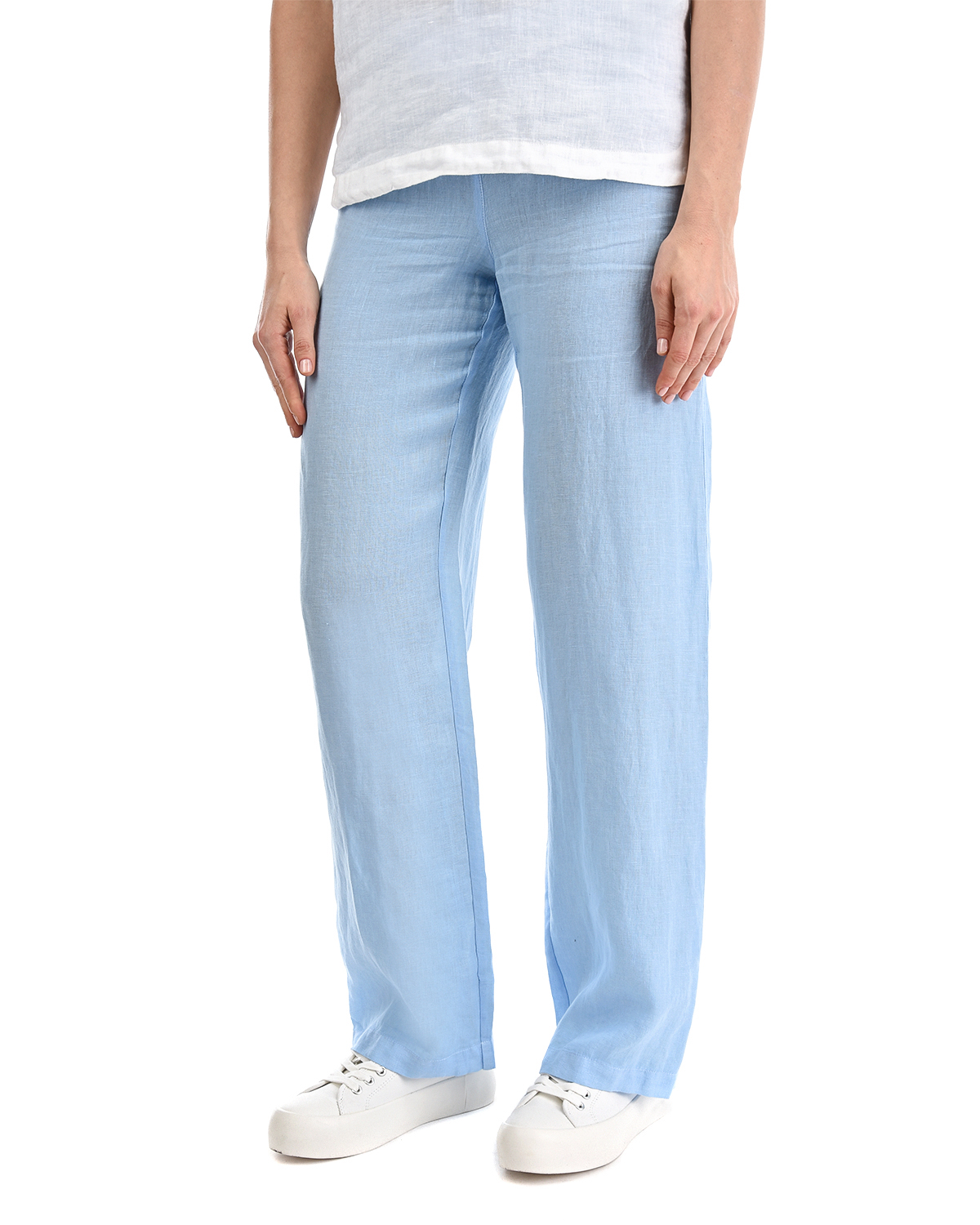 Голубые брюки с поясом на кулиске 120% Lino, размер 40, цвет голубой - фото 7