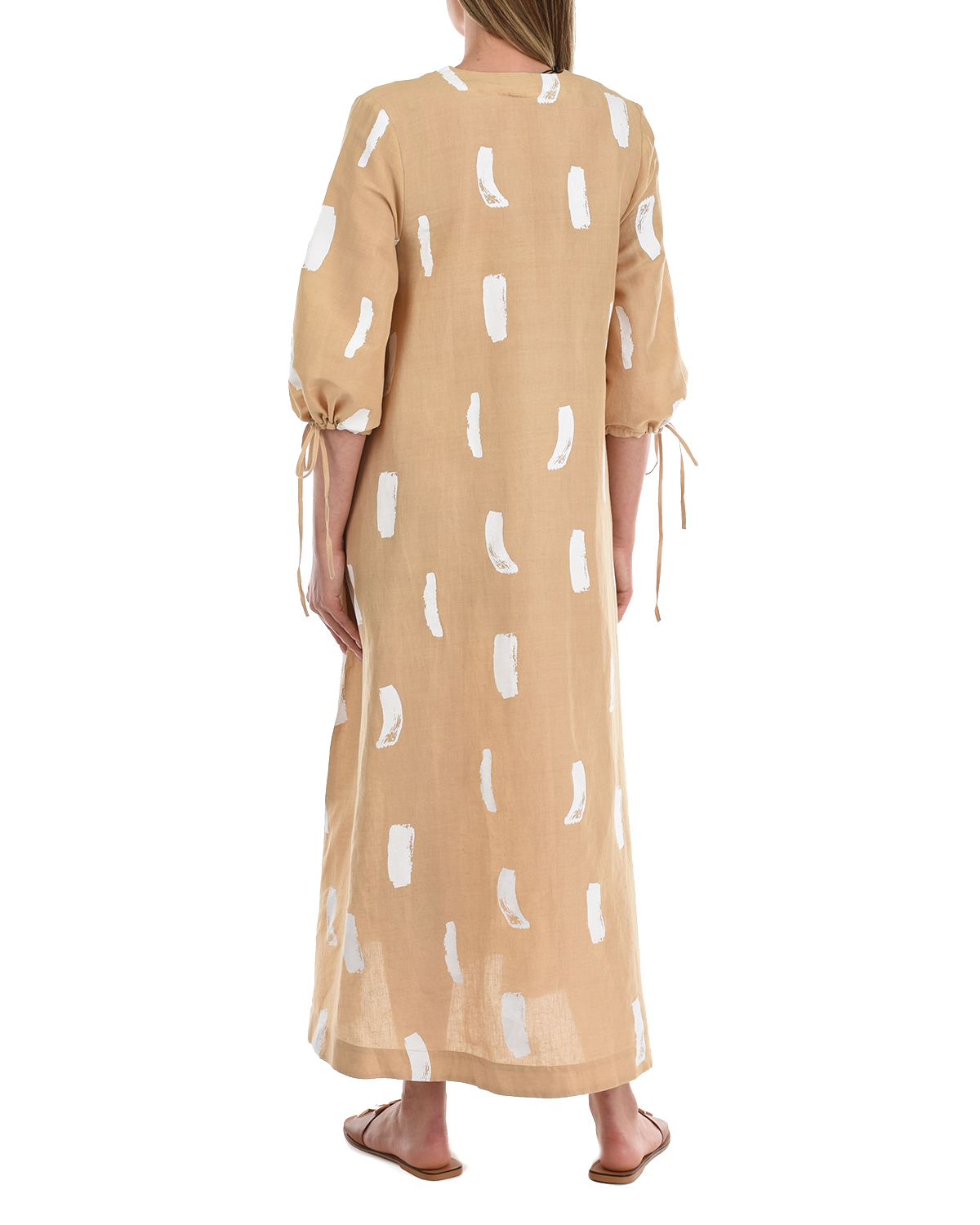 Бежевое платье с абстрактным принтом LOVE BIRDS, размер 40, цвет бежевый - фото 3