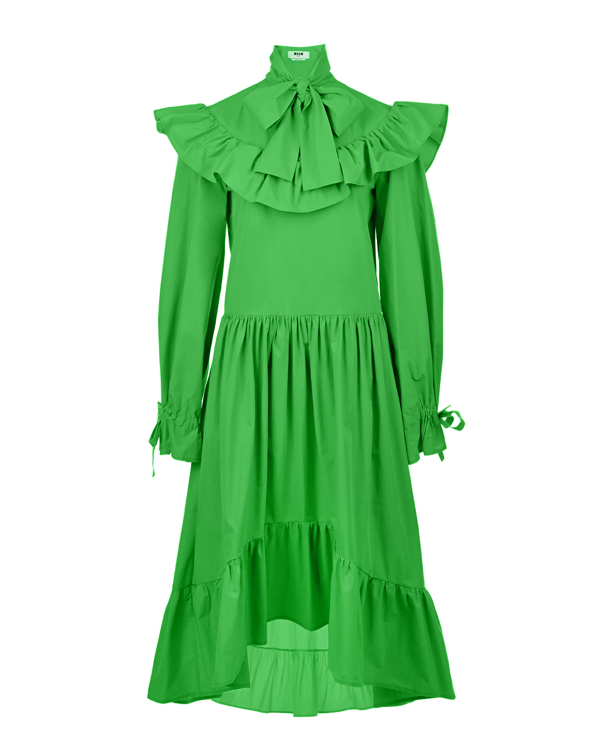 Купить Зеленое платье с воланами MSGM, Зеленый, 100%хлопок