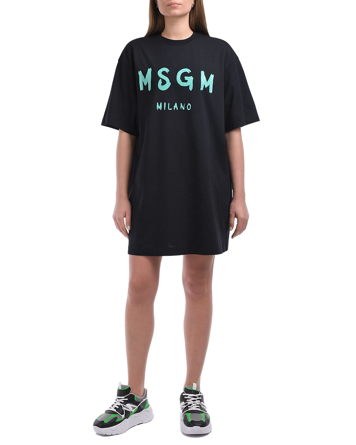 Черное платье-футболка MSGM, размер 40, цвет черный - фото 2