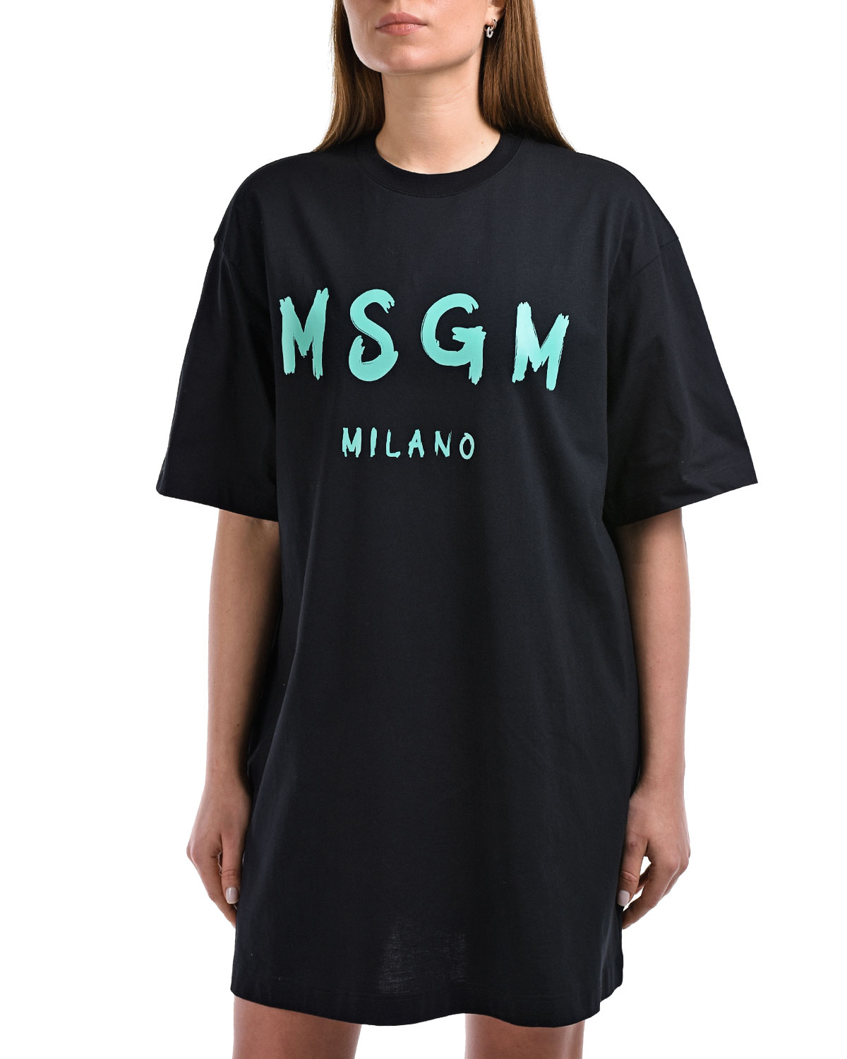 Черное платье-футболка MSGM, размер 40, цвет черный - фото 7