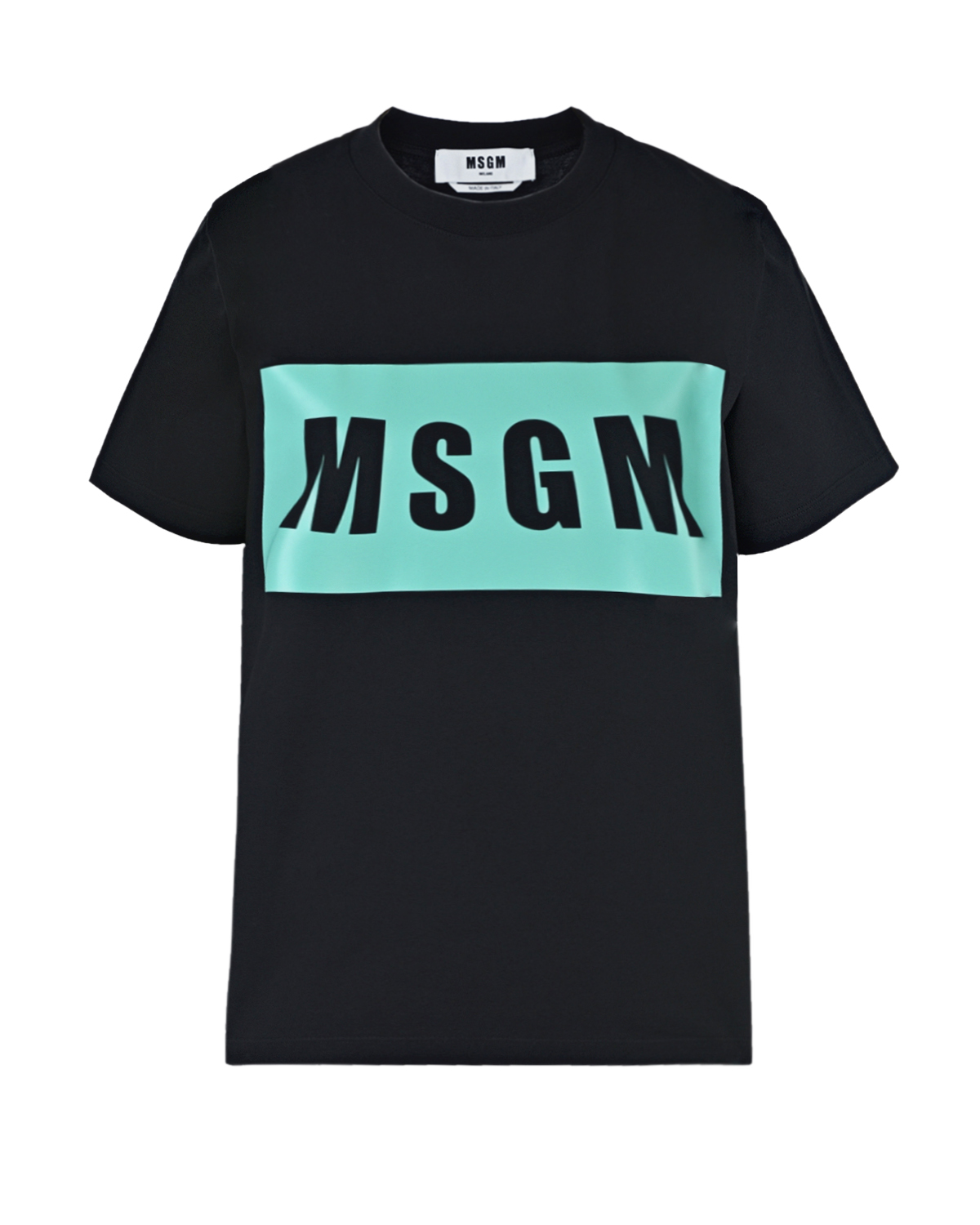 Черная футболка с прямоугольным принтом MSGM, размер 40, цвет черный - фото 1