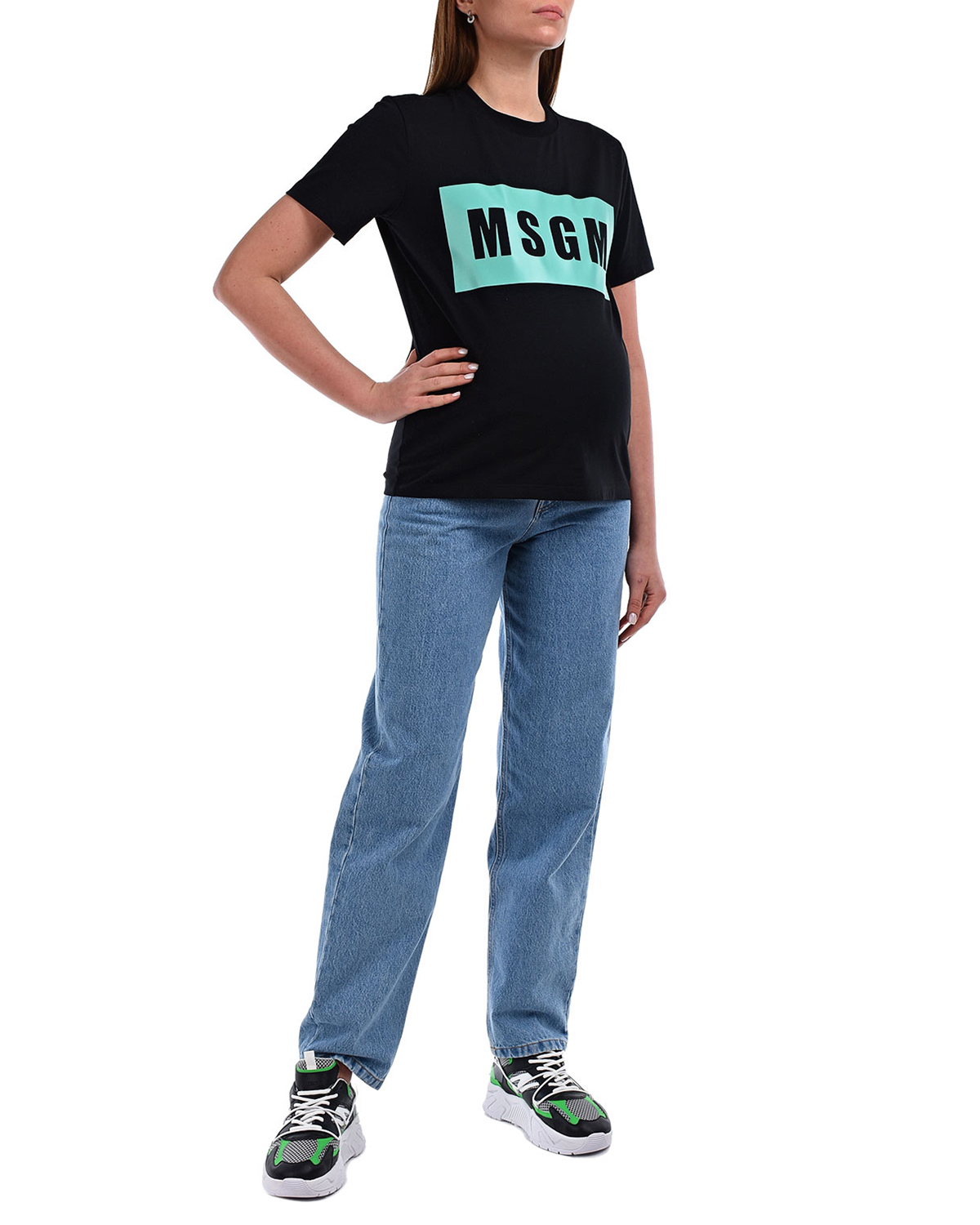 Черная футболка с прямоугольным принтом MSGM, размер 40, цвет черный - фото 5