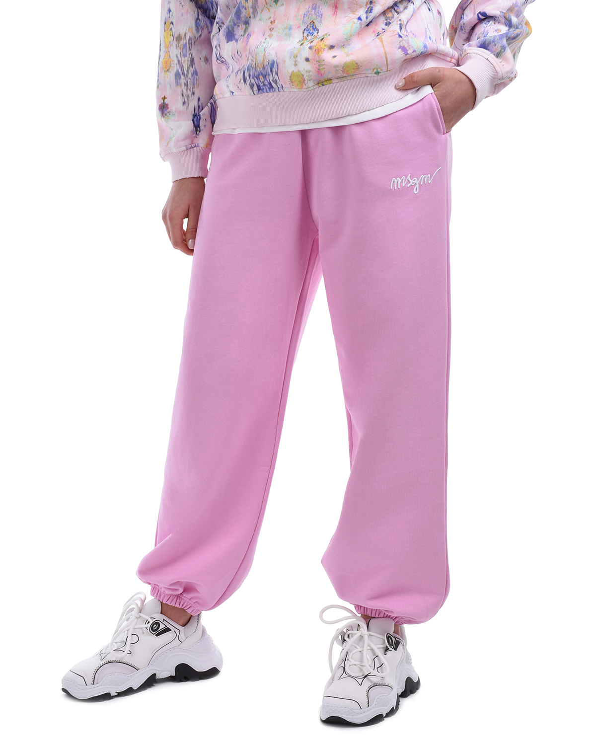 Розовые спортивные брюки MSGM, размер 44, цвет розовый - фото 8