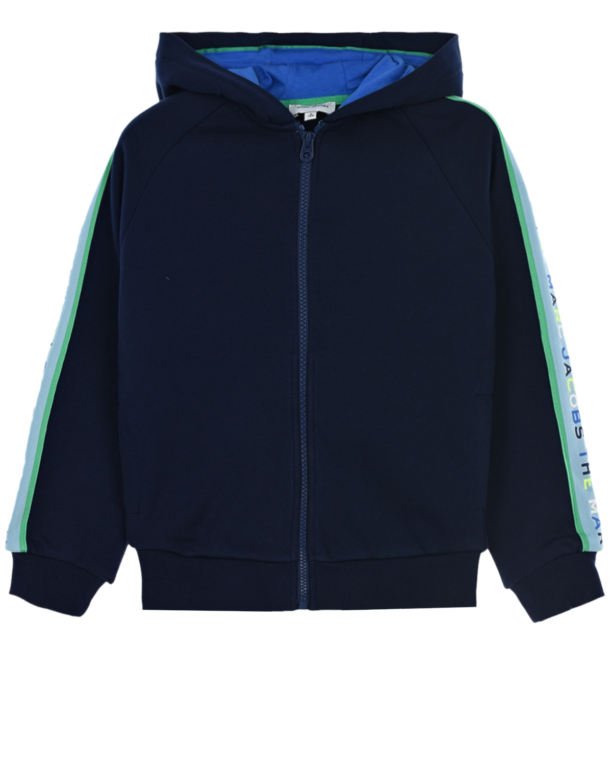 Купить Темно-синяя спортивная куртка с лампасами Marc Jacobs (The) детское, Синий, 100%хлопок, 98%хлопок+2%эластан