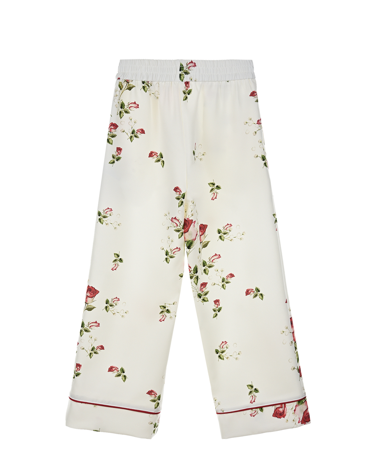 Белые брюки с принтом "розы" Monnalisa детские, размер 128, цвет белый - фото 3