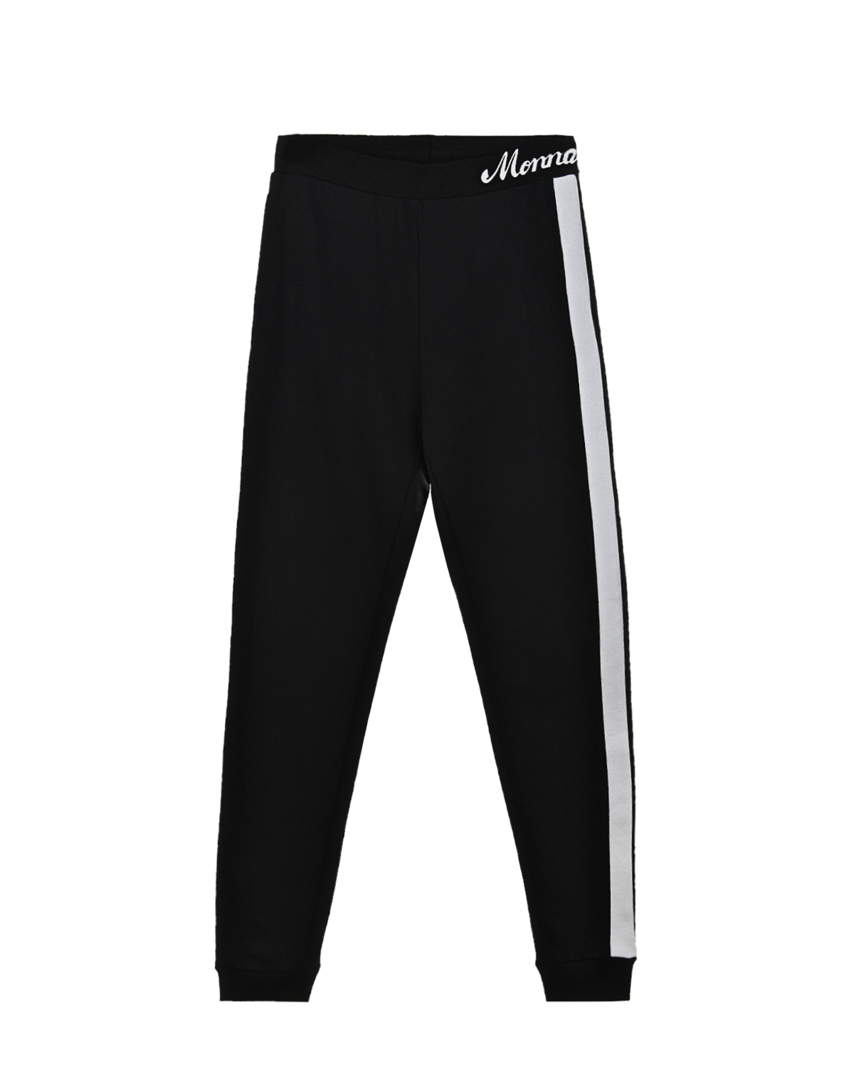 Черные спортивные брюки с белыми лампасами Monnalisa
