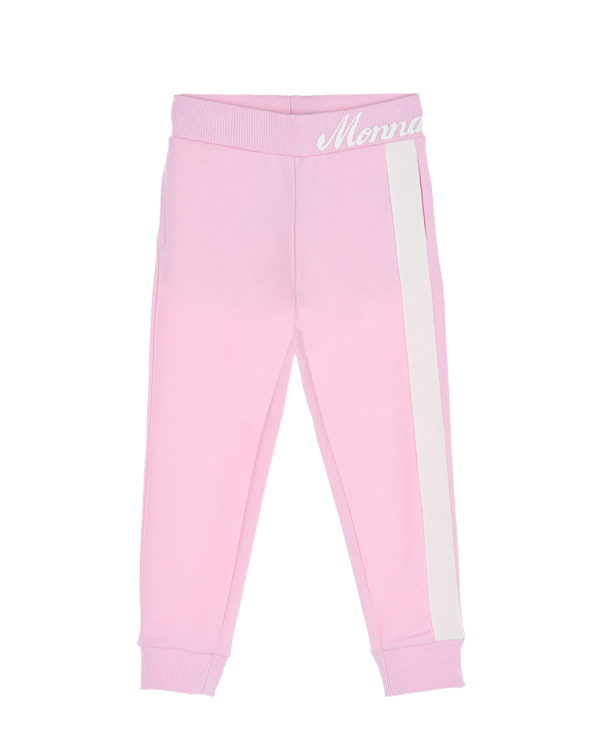 Розовые спортивные брюки с белыми лампасами Monnalisa