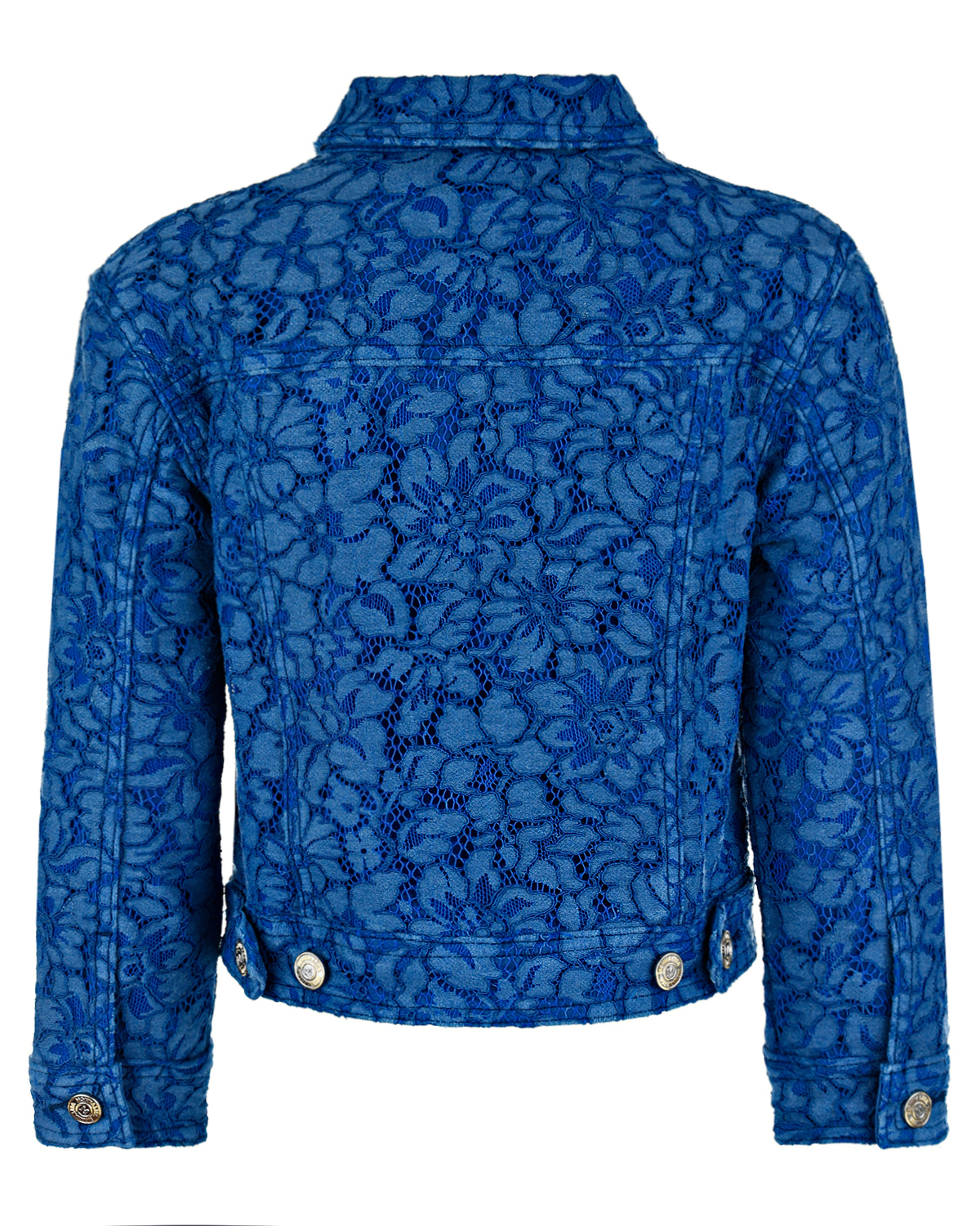 Джинсовая куртка с отделкой из гипюра Monnalisa детская, размер 128, цвет синий - фото 2
