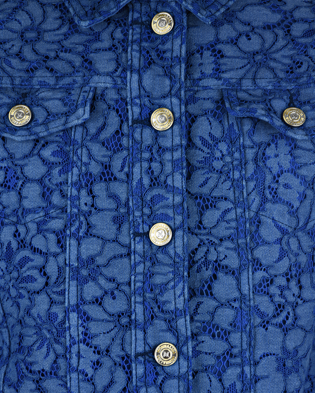 Джинсовая куртка с отделкой из гипюра Monnalisa детская, размер 128, цвет синий - фото 3
