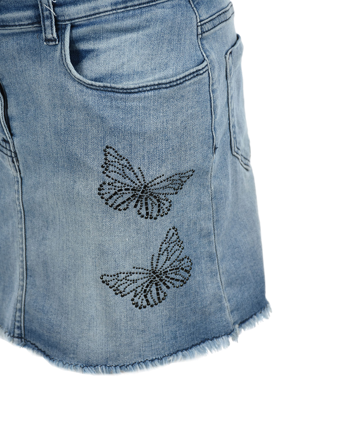Джинсовая юбка с декором "Бабочки" Monnalisa детская, размер 140, цвет синий - фото 3