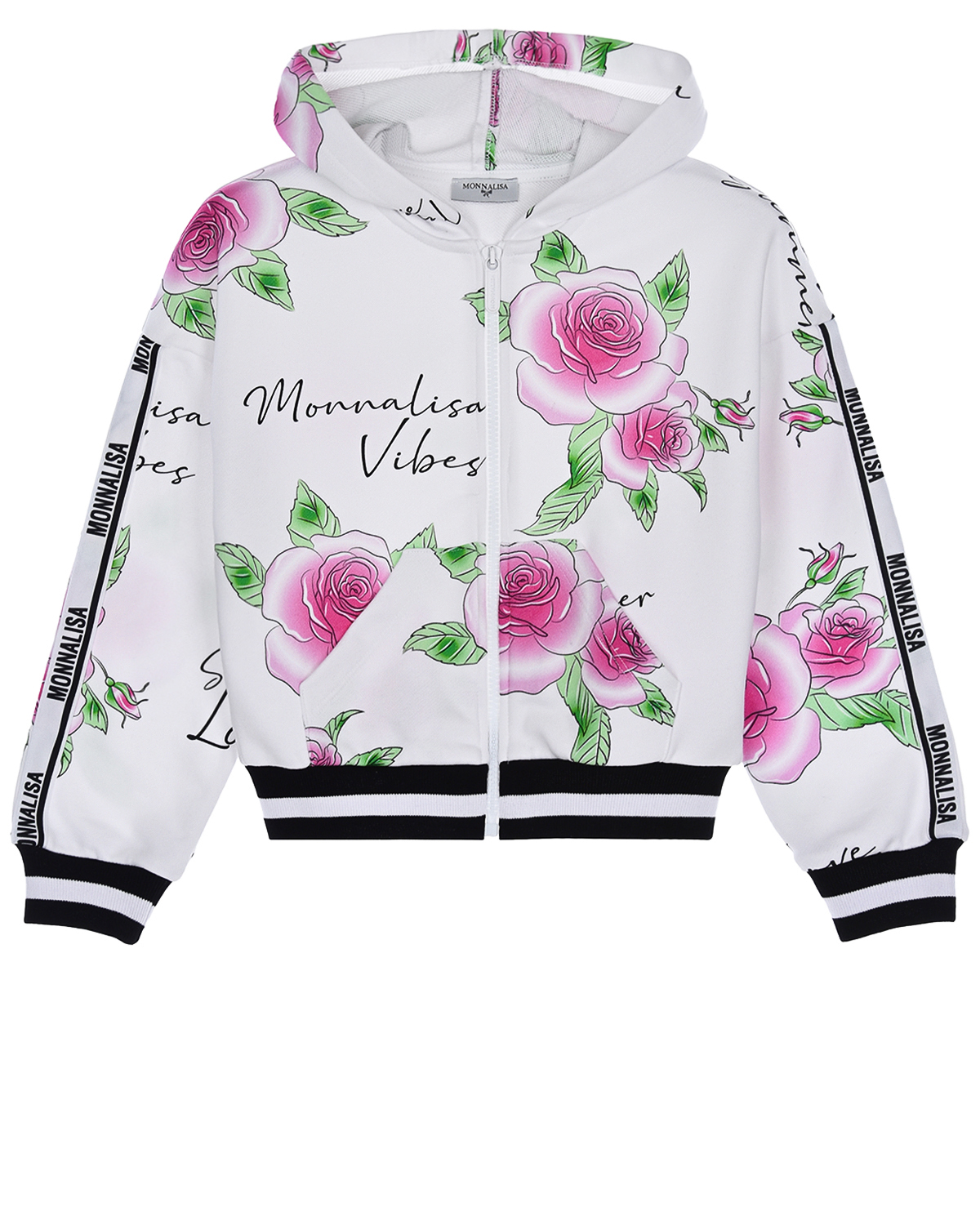 Спортивная куртка с принтом "розы" Monnalisa