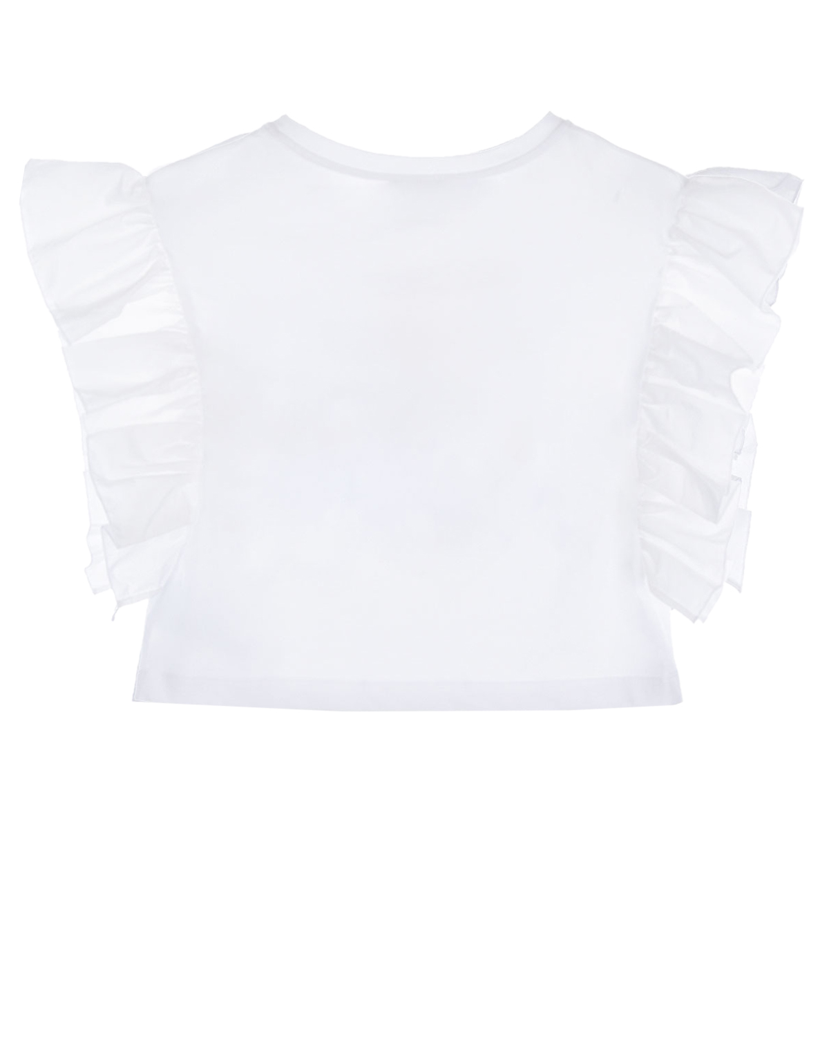 Белая футболка с рюшами на рукавах Monnalisa детская, размер 140, цвет белый - фото 2