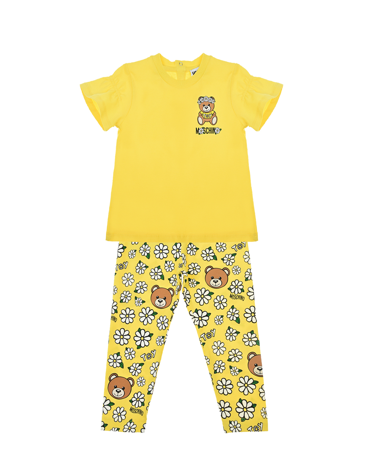 Комплект: футболка и брюки, желтый Moschino детский, размер 74 - фото 1