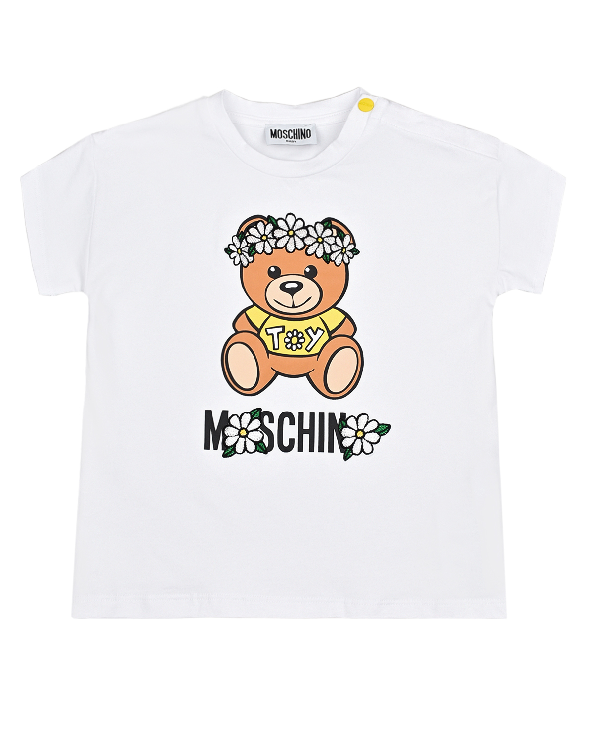 Белая футболка с принтом "Мишка" Moschino детская, размер 74, цвет белый - фото 1
