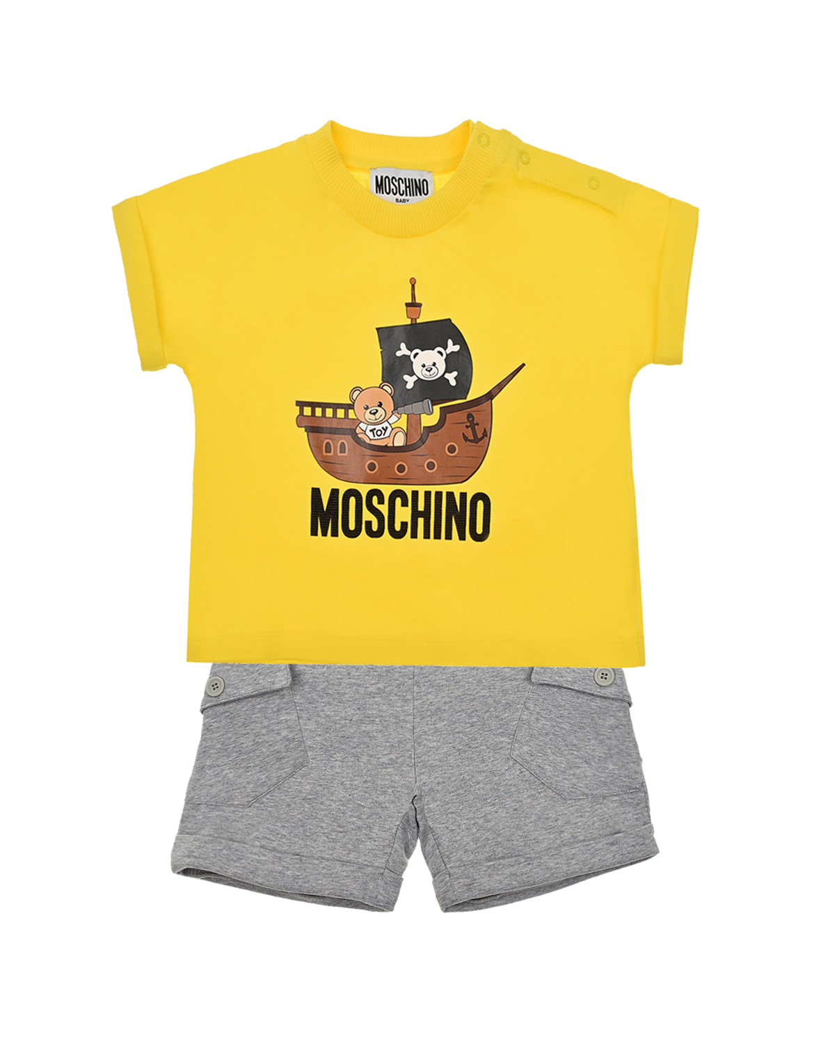 Комплект: желтая футболка + серые шорты Moschino
