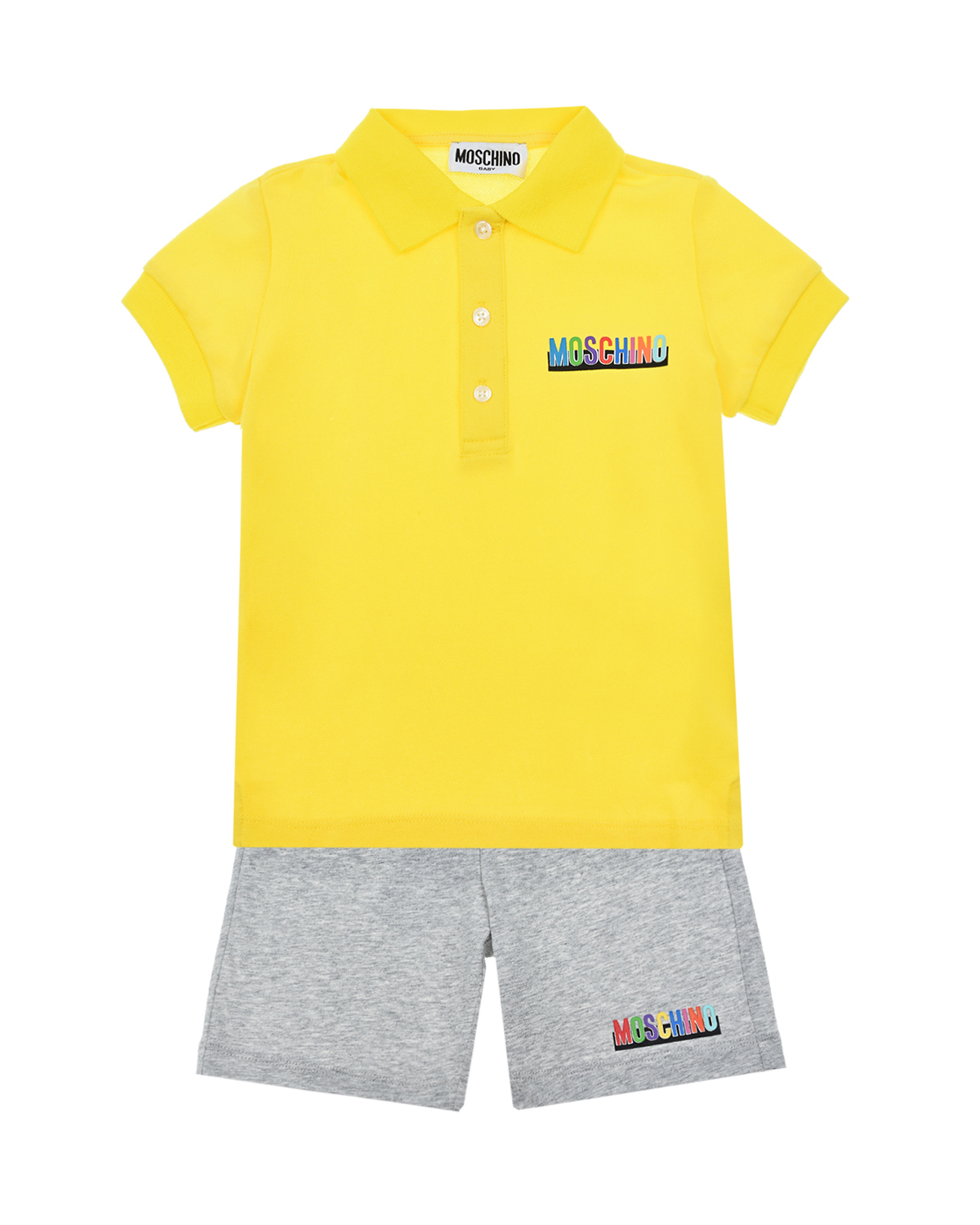 Желто-серый комплект: футболка + шорты Moschino