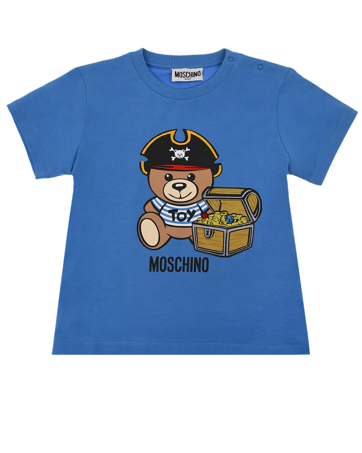 Голубая футболка с принтом "мишка-пират" Moschino детская, размер 98, цвет голубой - фото 1