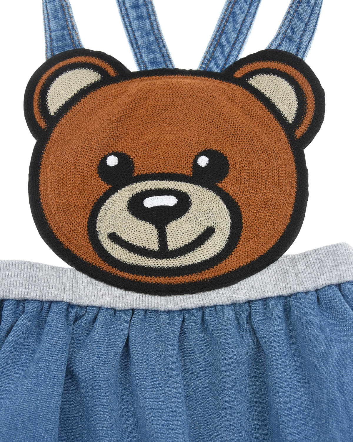 Голубой сарафан с аппликацией "медвежонок" Moschino детский, размер 86 - фото 3