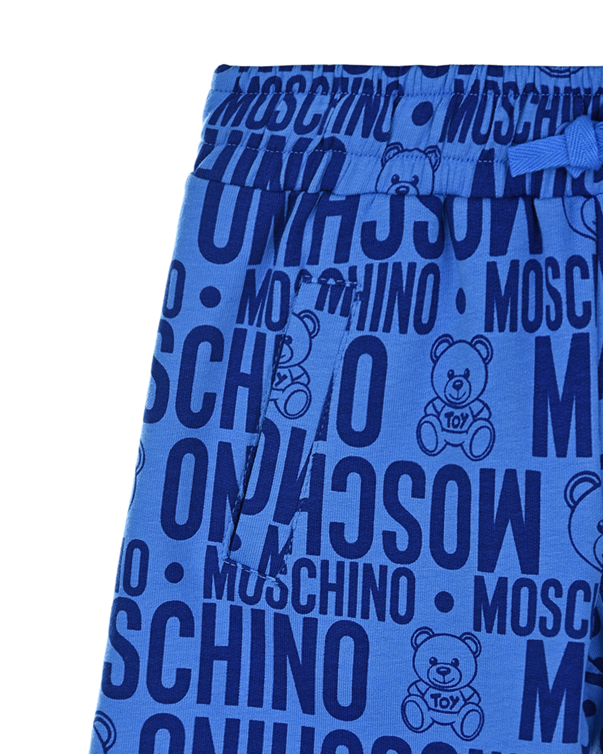 Синие бермуды со сплошным принтом Moschino детские, размер 104, цвет синий - фото 3