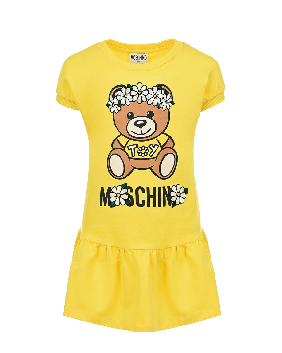 Желтое платье с принтом "Мишка" Moschino детское, размер 104, цвет желтый - фото 1