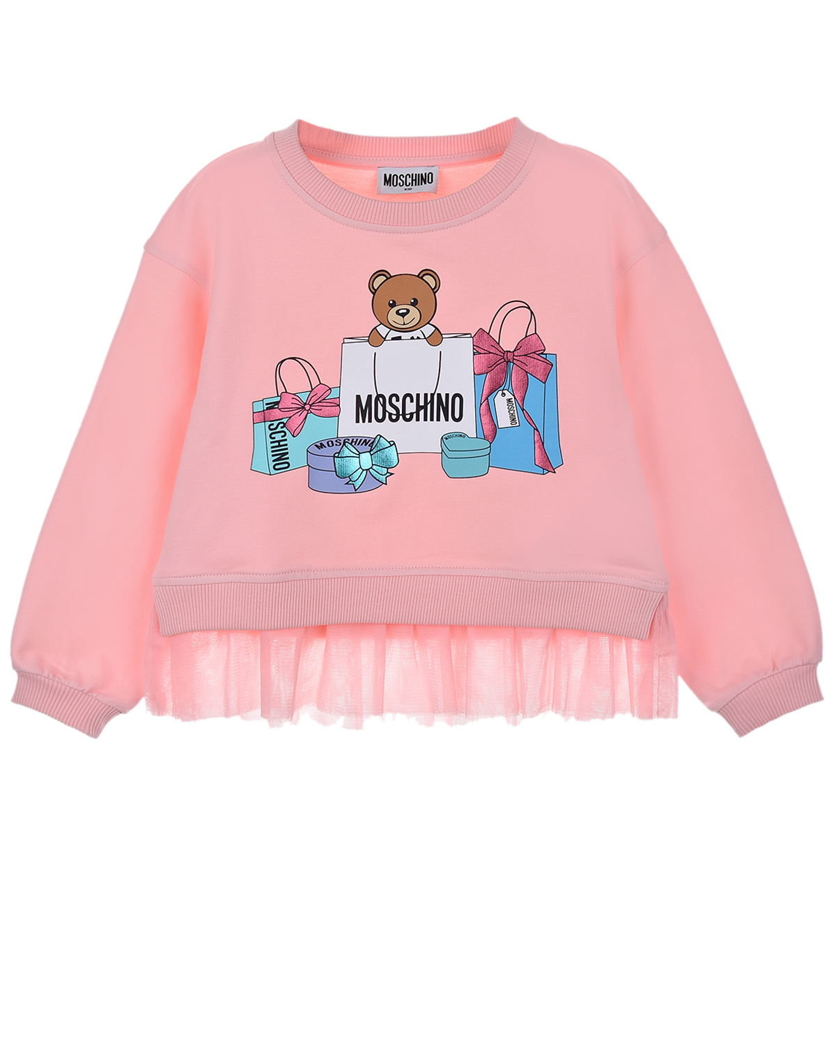 

Розовый свитшот с оборкой из фатина Moschino