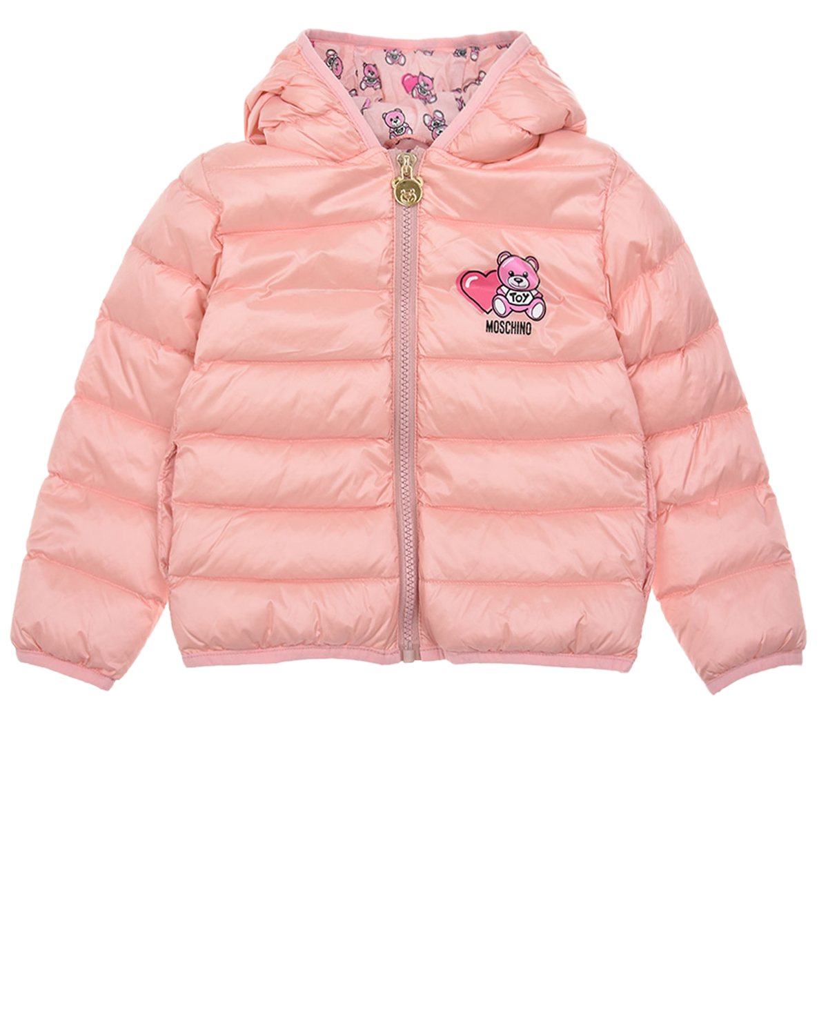 Розовая куртка с принтом "медвежонок" Moschino
