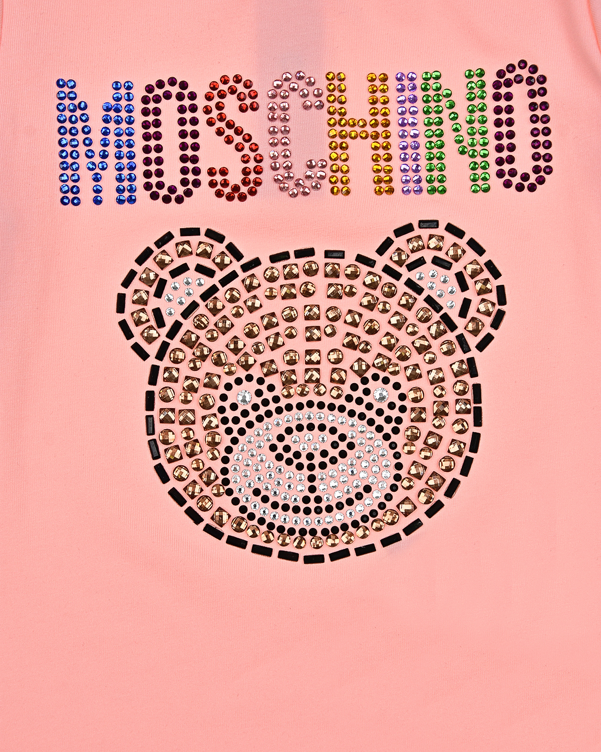 Розовая футболка со стразами Moschino детская, размер 98, цвет розовый - фото 3